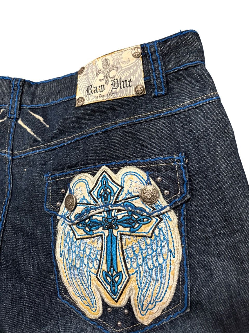 Affliction Raw Blue Wing Shorts Size US 36 / EU 52 - 4 Thumbnail