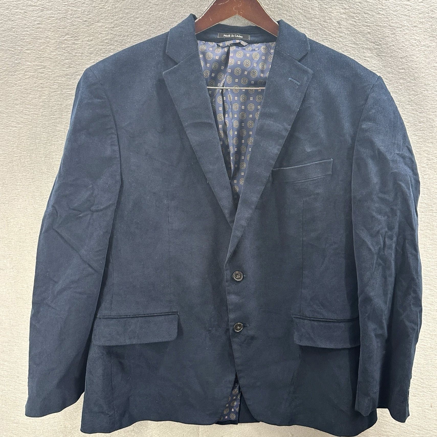 Ralph Lauren Lauren Ralph Lauren Blazer Jacket Mens 43R Navy Corduroy Elbow Patch Preppy Polo Shirt Size US XL / EU 56 / 4 - 2 Thumbnail