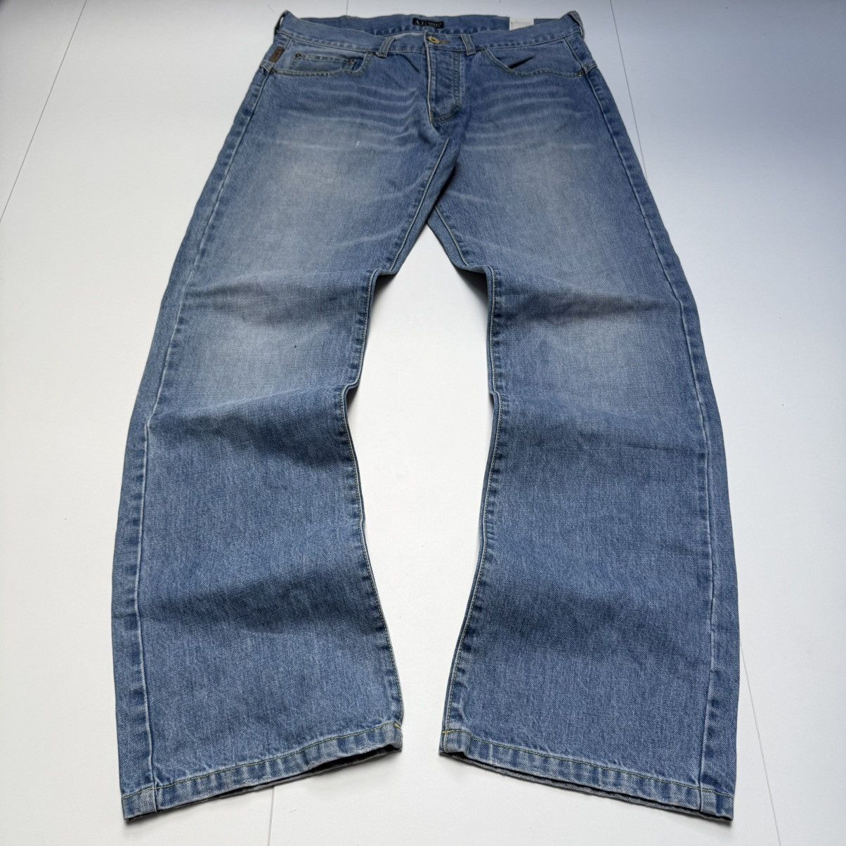 Armani Vintage armani big logo indigo series baggy faded jeans Size US 34 / EU 50 - 2 Thumbnail