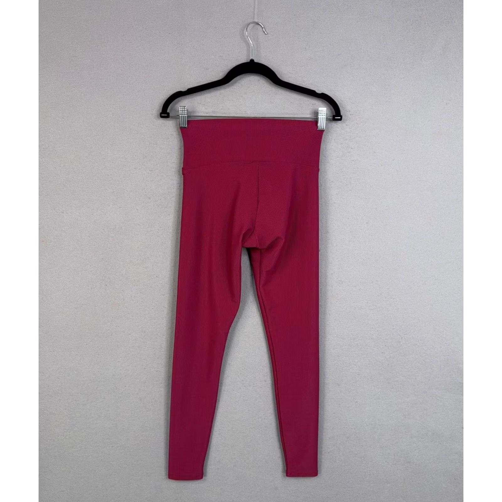 Vintage Onzie Leggings Womens Pink Ribbed High Rise Crossover Ankle Yoga Pants Size 28" / US 6 / IT 42 - 6 Thumbnail