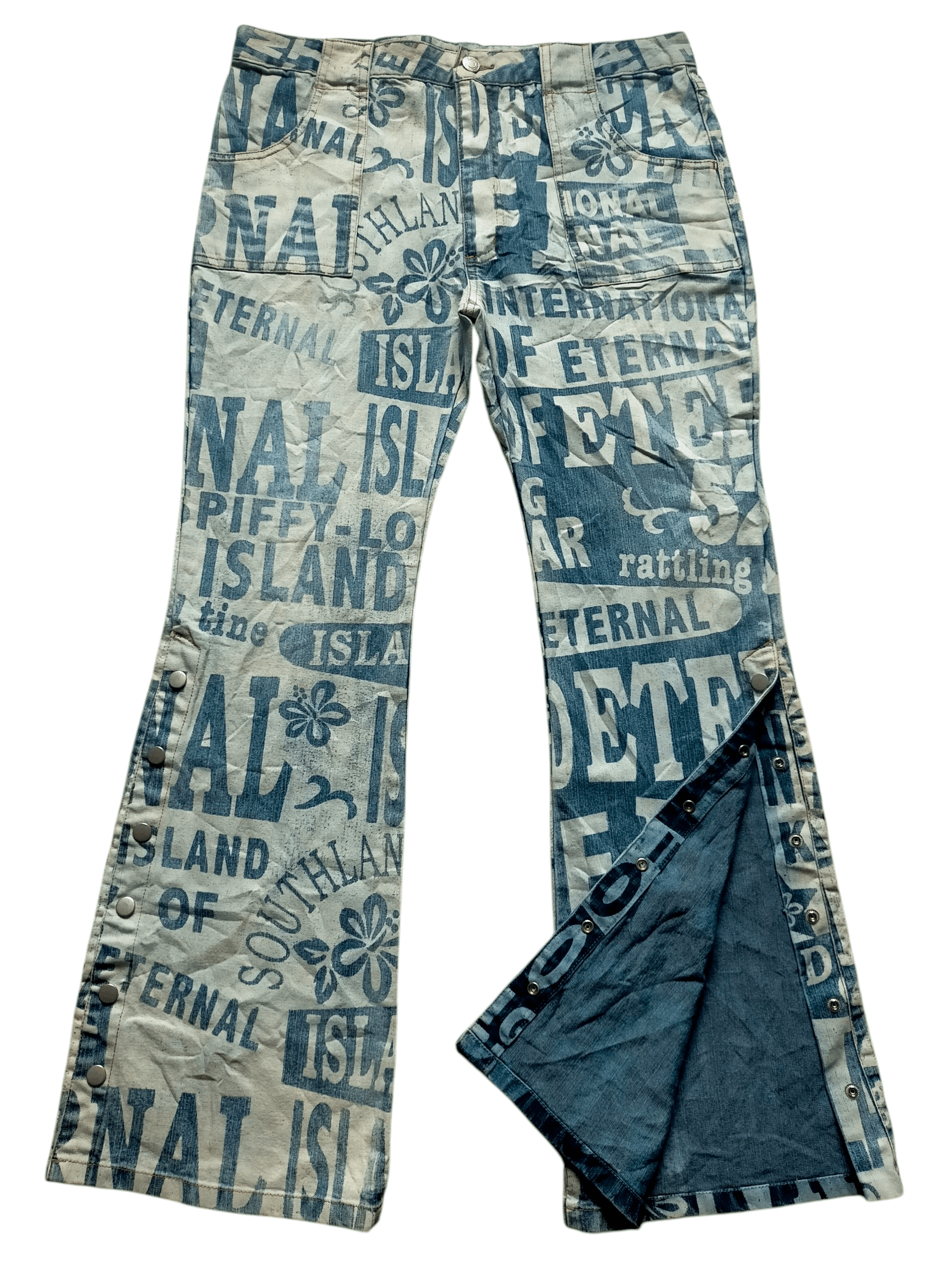 Hysteric Glamour Flare Jeans Jouer Aux Echecs OverPrint Button Boot cut Size US 34 / EU 50 - 1 Thumbnail