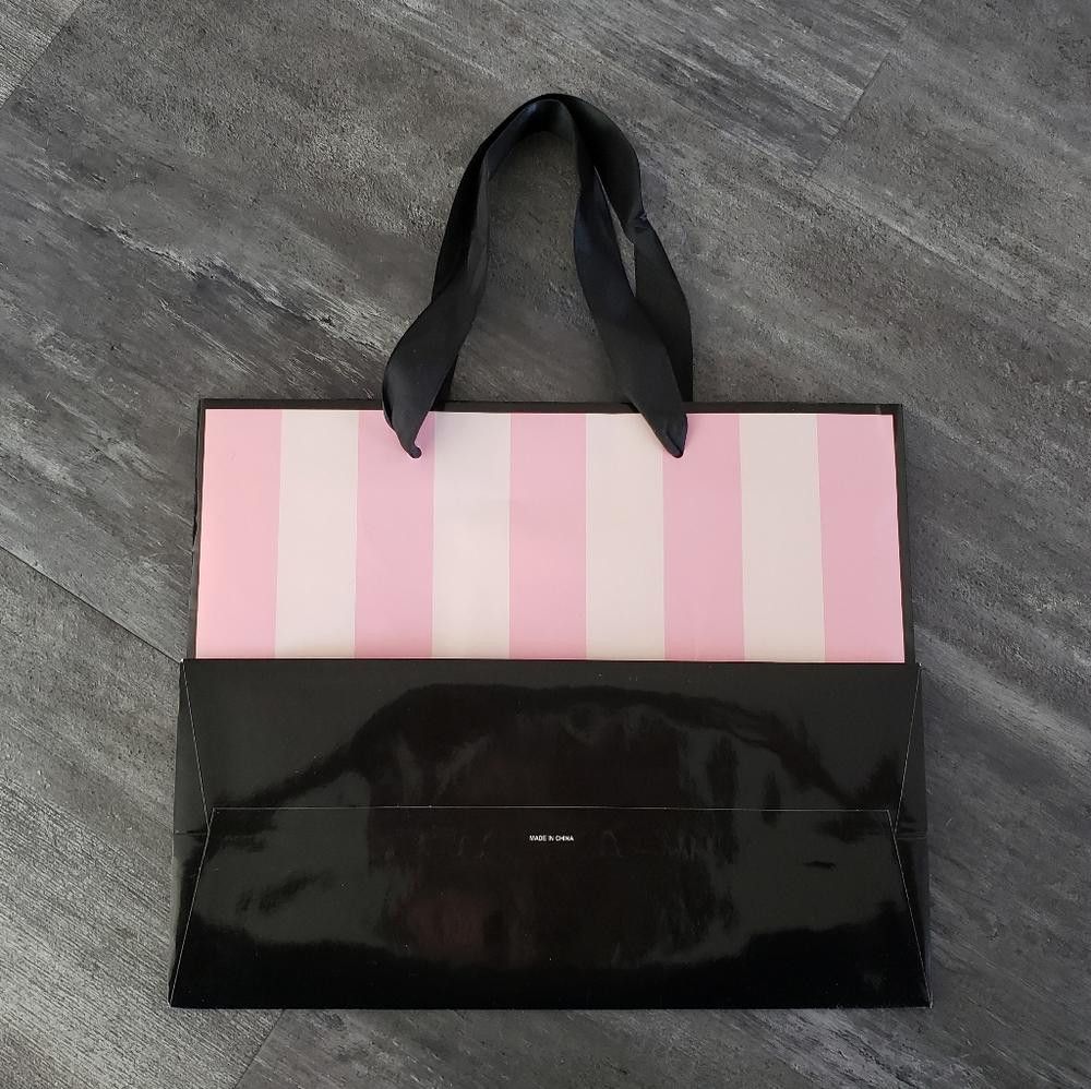Designer Pink Black Striped VS Storage M Tote Size ONE SIZE - 2 Thumbnail