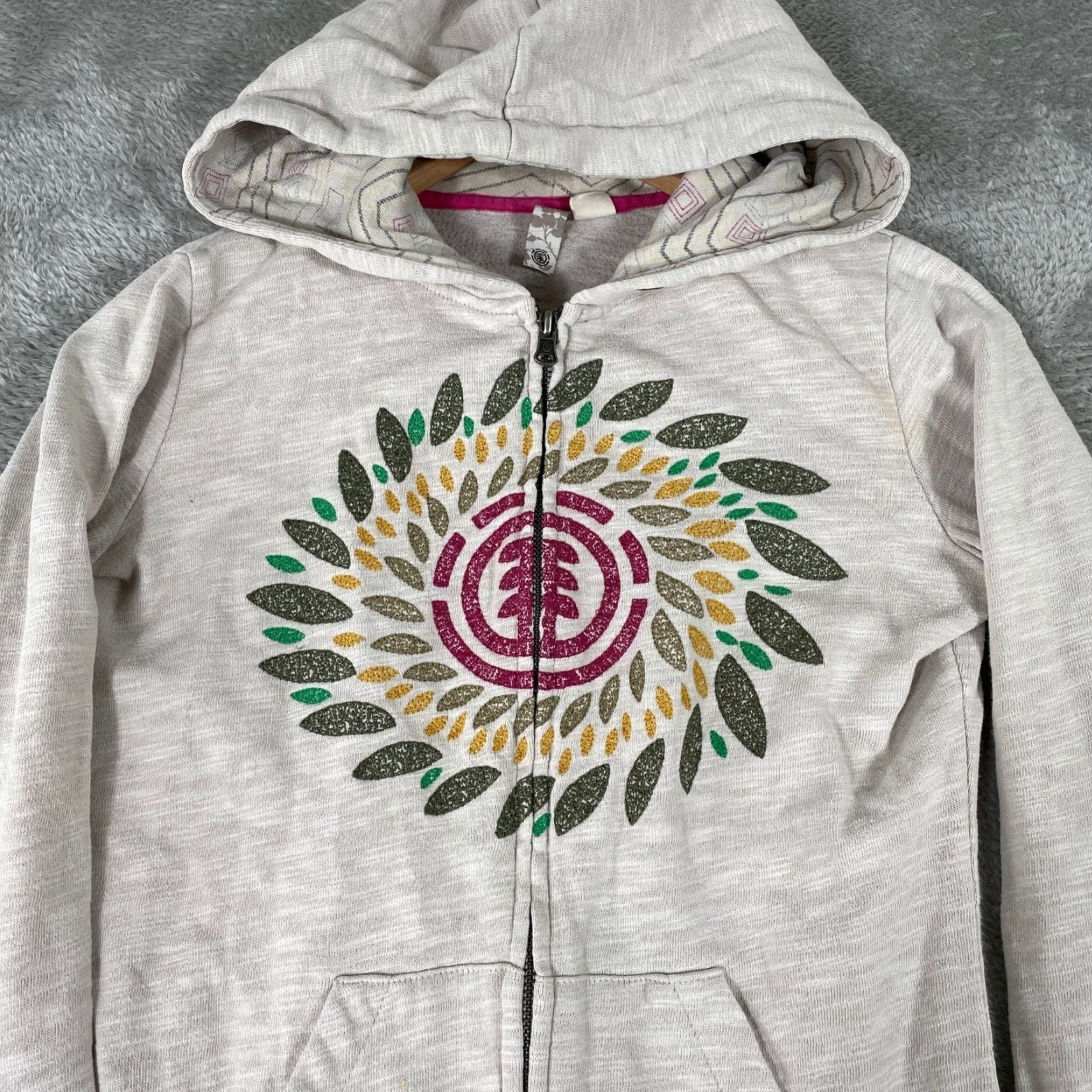 Element VINTAGE Element Hoodie Womens XS Small Skater Beige 2000s Grunge Full Zip Cream Graphic Print Southwestern Hooded Size XS / US 0-2 / IT 36-38 - 4 Thumbnail