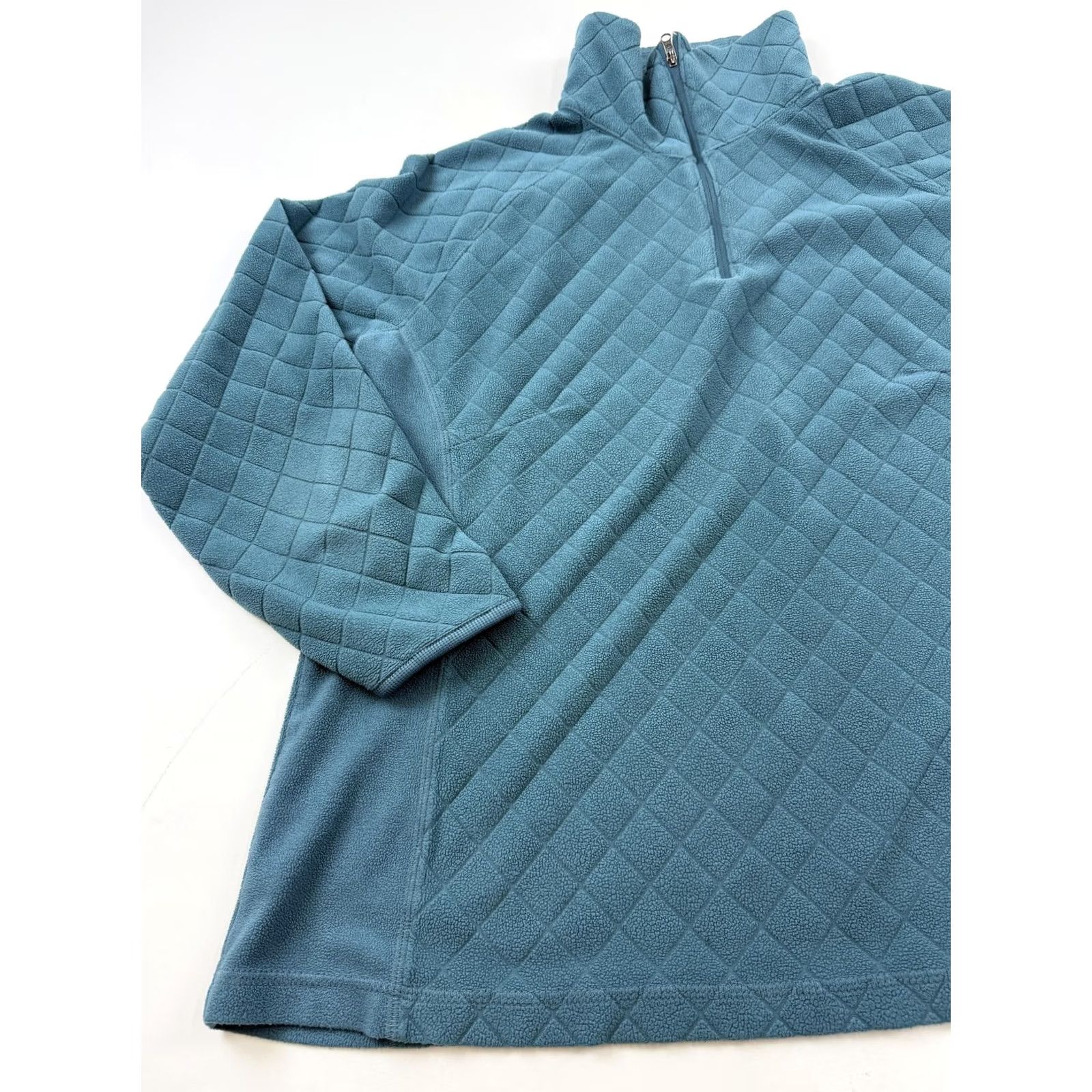 Vintage Columbia Womens 1X Blue Quilted Fleece 1/4 Zip Mock Neck Pullover Sweatshirt Size XL / US 12-14 / IT 48-50 - 2 Thumbnail