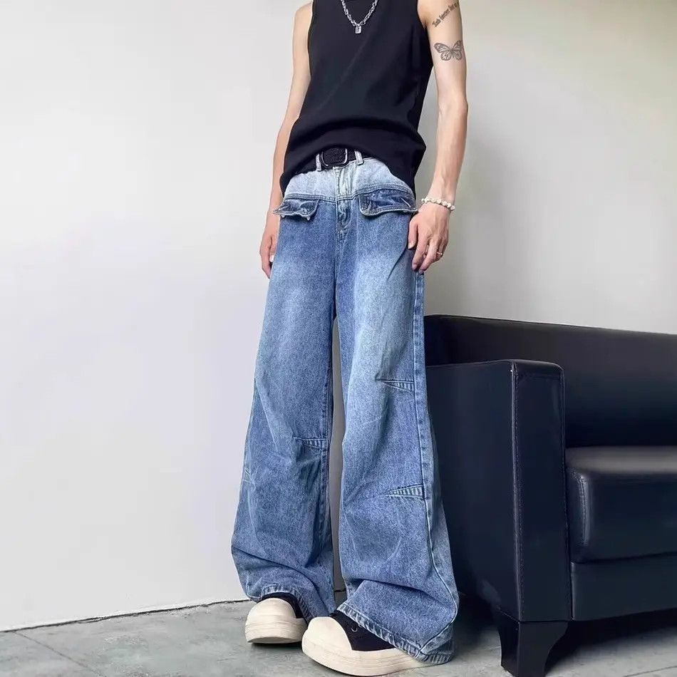 Japanese Brand Retro loose casual straight leg wide leg jeans Size US 32 / EU 48 - 6 Thumbnail