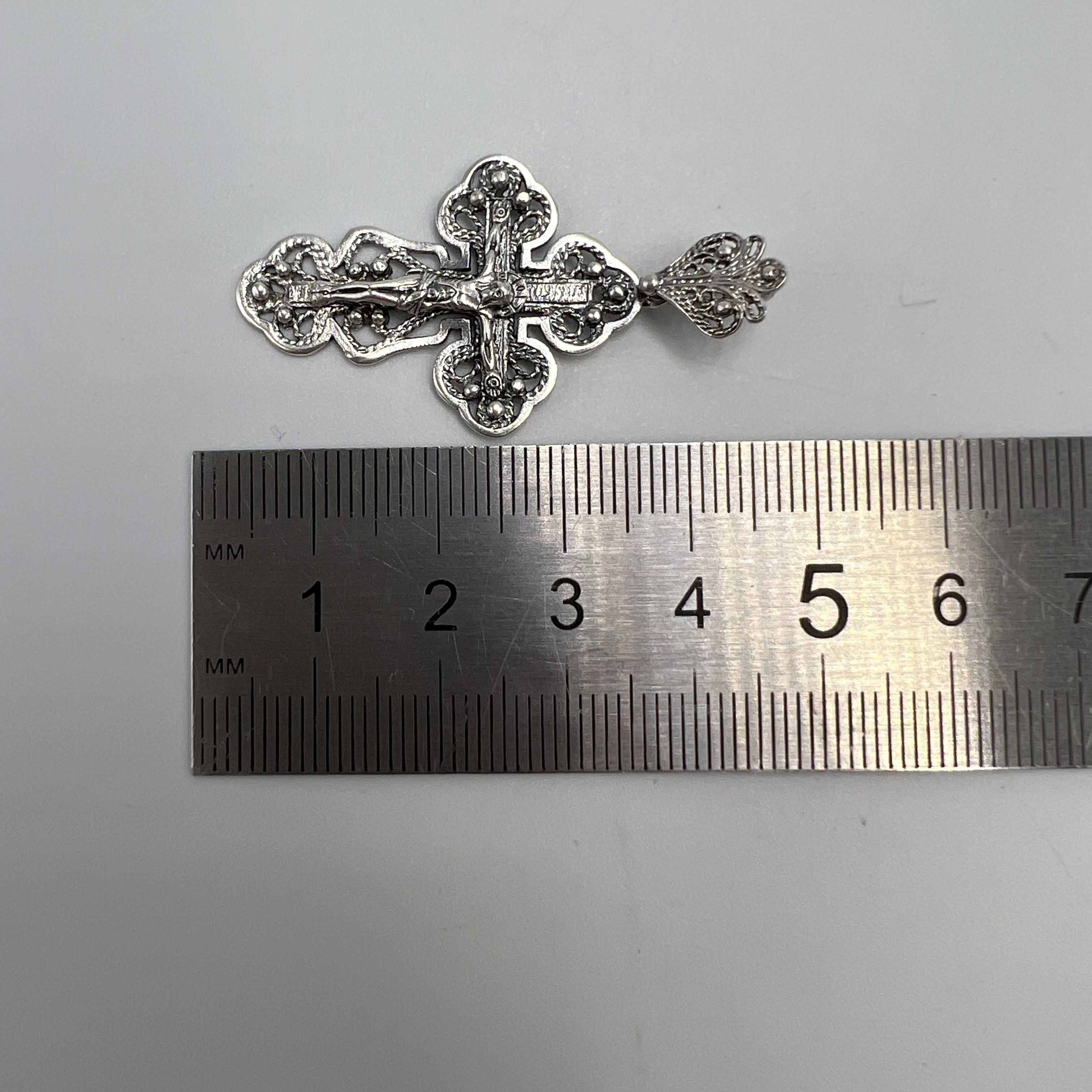 Sterling Silver Vintage Cross Pendant Icon Sterling Silver 925 Jewelry 4g Size ONE SIZE - 7 Thumbnail