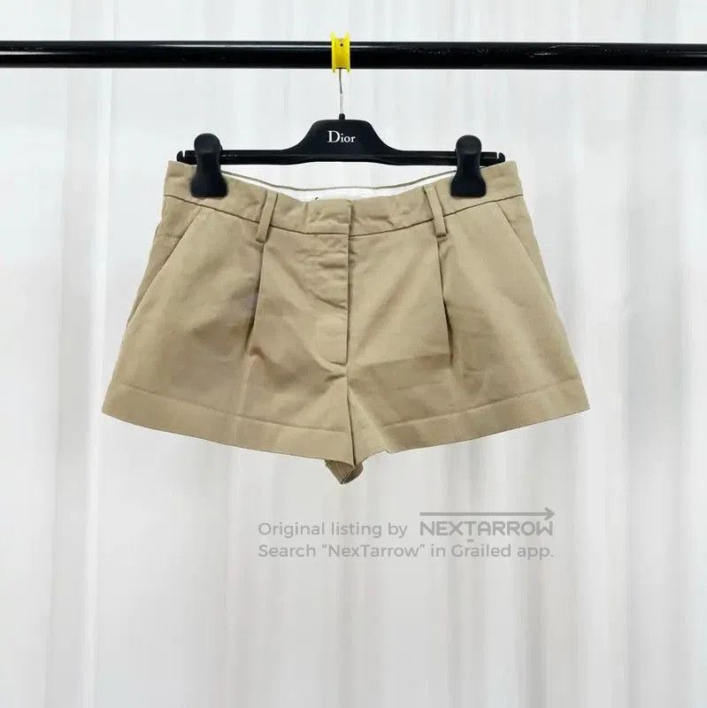 Miu Miu Miu Miu Khaki Cotton Logo Embroidered Shorts . Size 23" - 1 Thumbnail