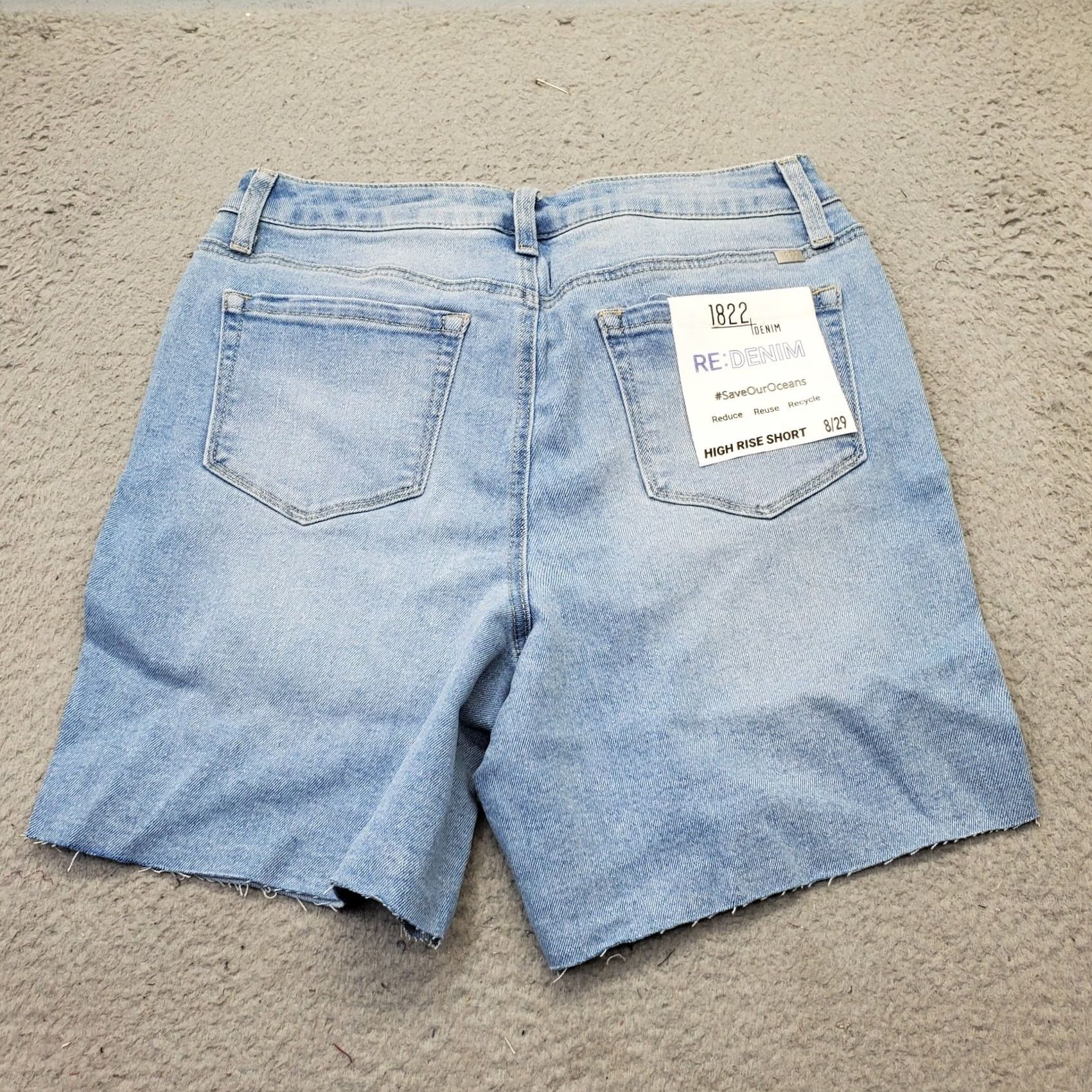 Vintage 1822 Denim Repreve Shorts Womens 8 Blue Denim High Rise Distressed Raw Hem Bermuda Shorts Womens 8 Denim Blue 1822 Denim Womens Size 8 Size 30" / US 8 / IT 44 - 2 Thumbnail