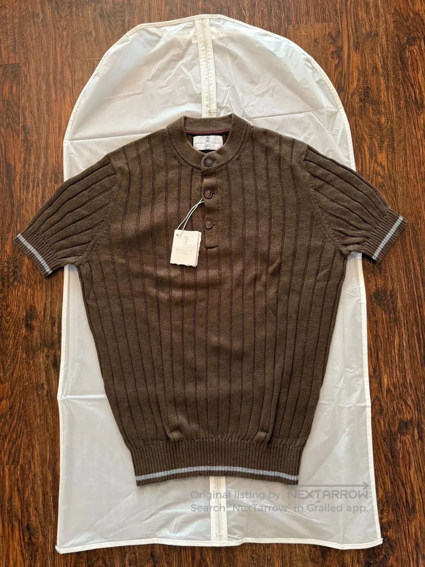 Brunello Cucinelli Brown Button-Front Ribbed Sweater Size L. Size US L / EU 52-54 / 3 - 2 Thumbnail