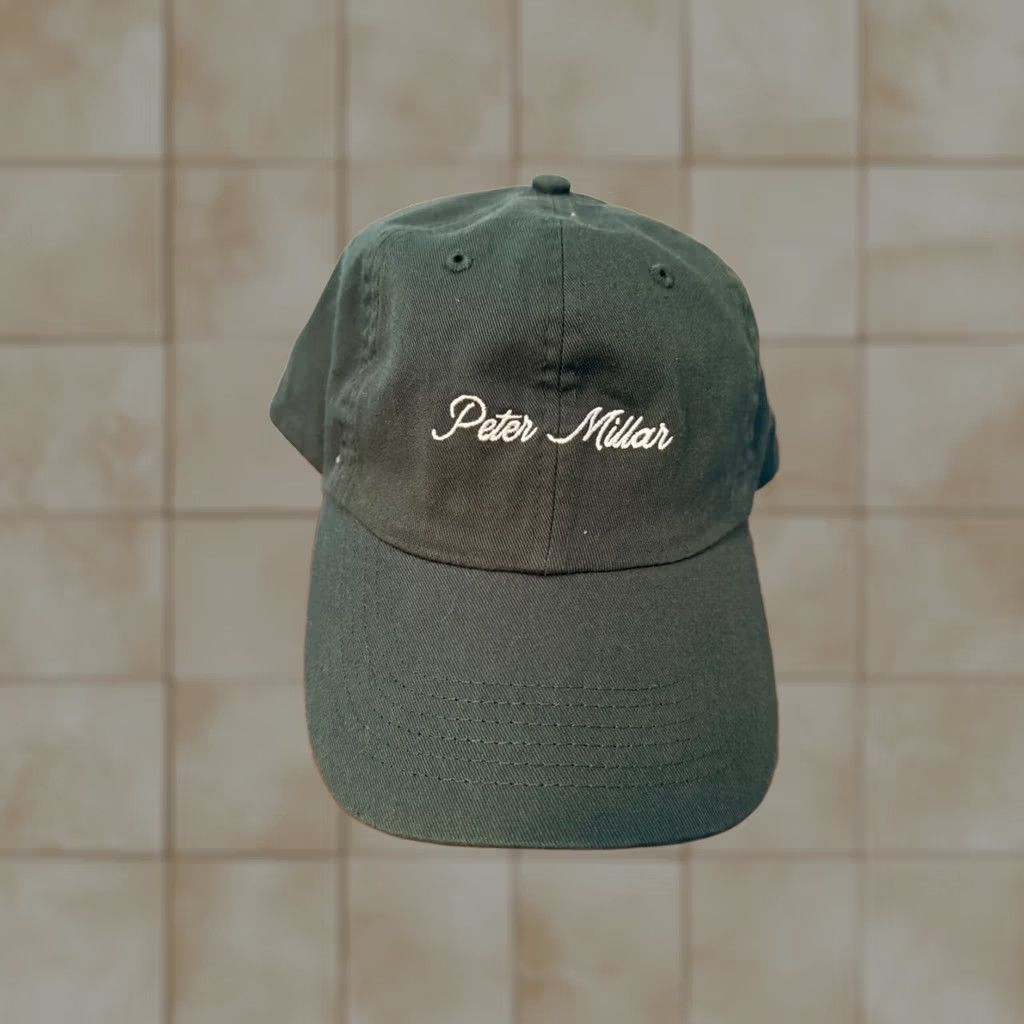 Peter Millar VINTAGE Peter Millar Raleigh Embroidered Script Hat Dark Green Crown Sport Men's One Size Green Baseball Cap Size ONE SIZE - 1 Thumbnail