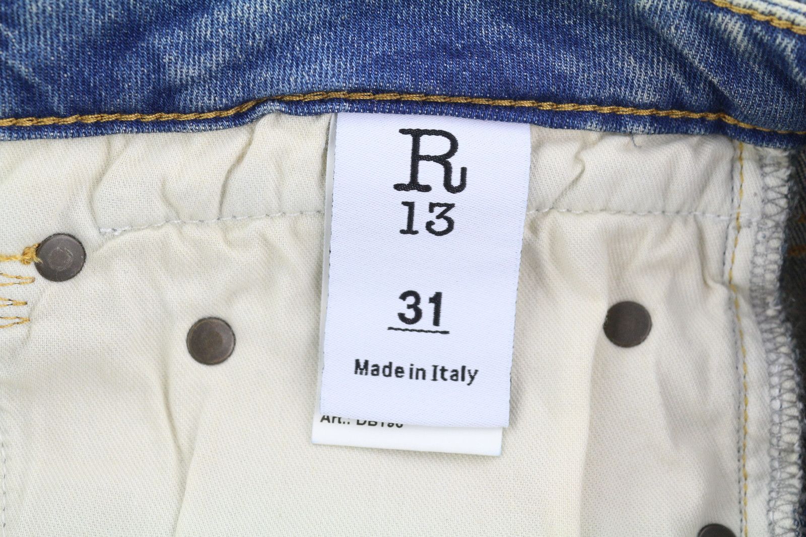 R13 BOY STRAIGHT 31 Kelly Stretch Faded Blue Jeans 85439 Size 31" - 8 Thumbnail