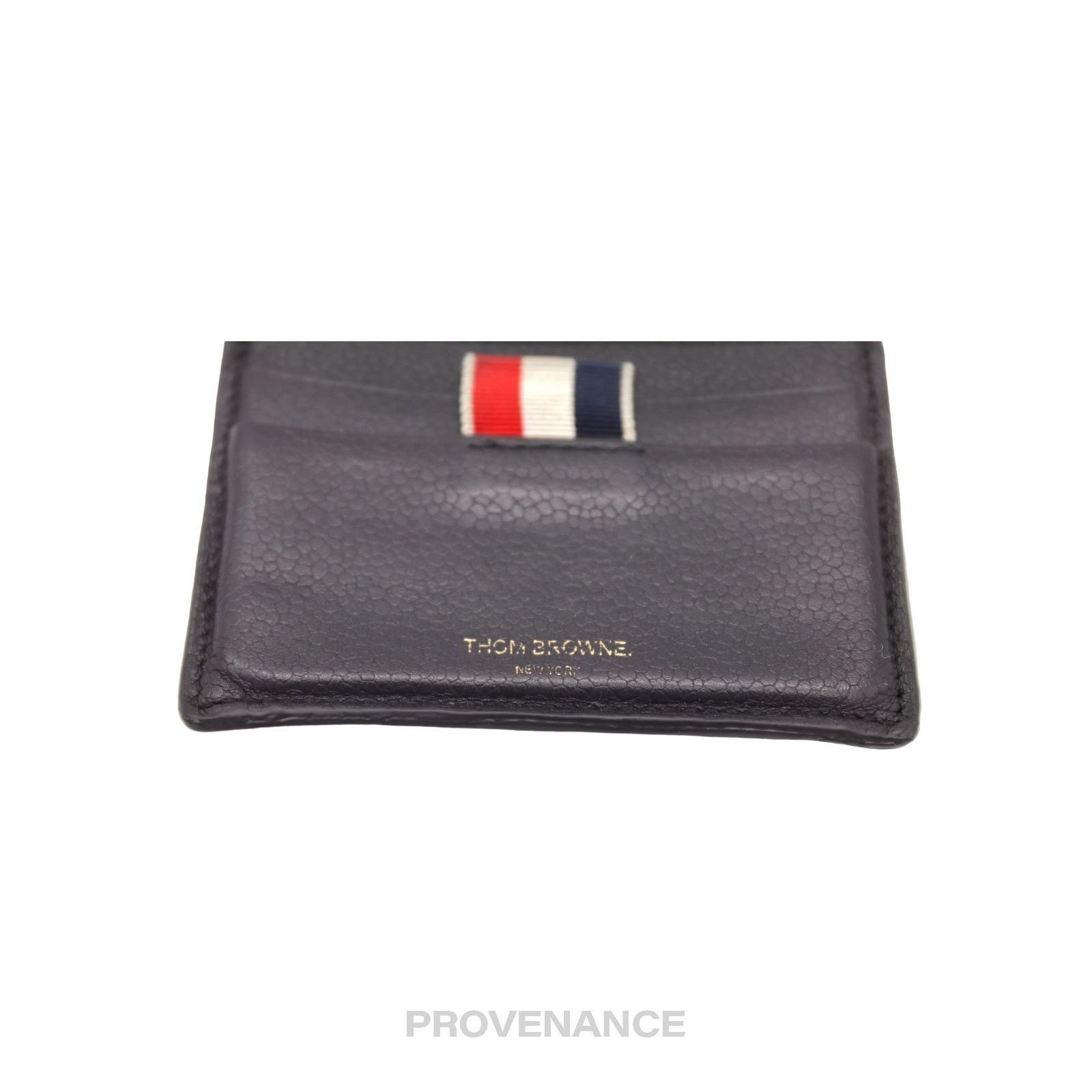 Thom Browne 🔴 Thom Browne Card Holder Wallet - Black Pebbled Leather Size ONE SIZE - 5 Thumbnail