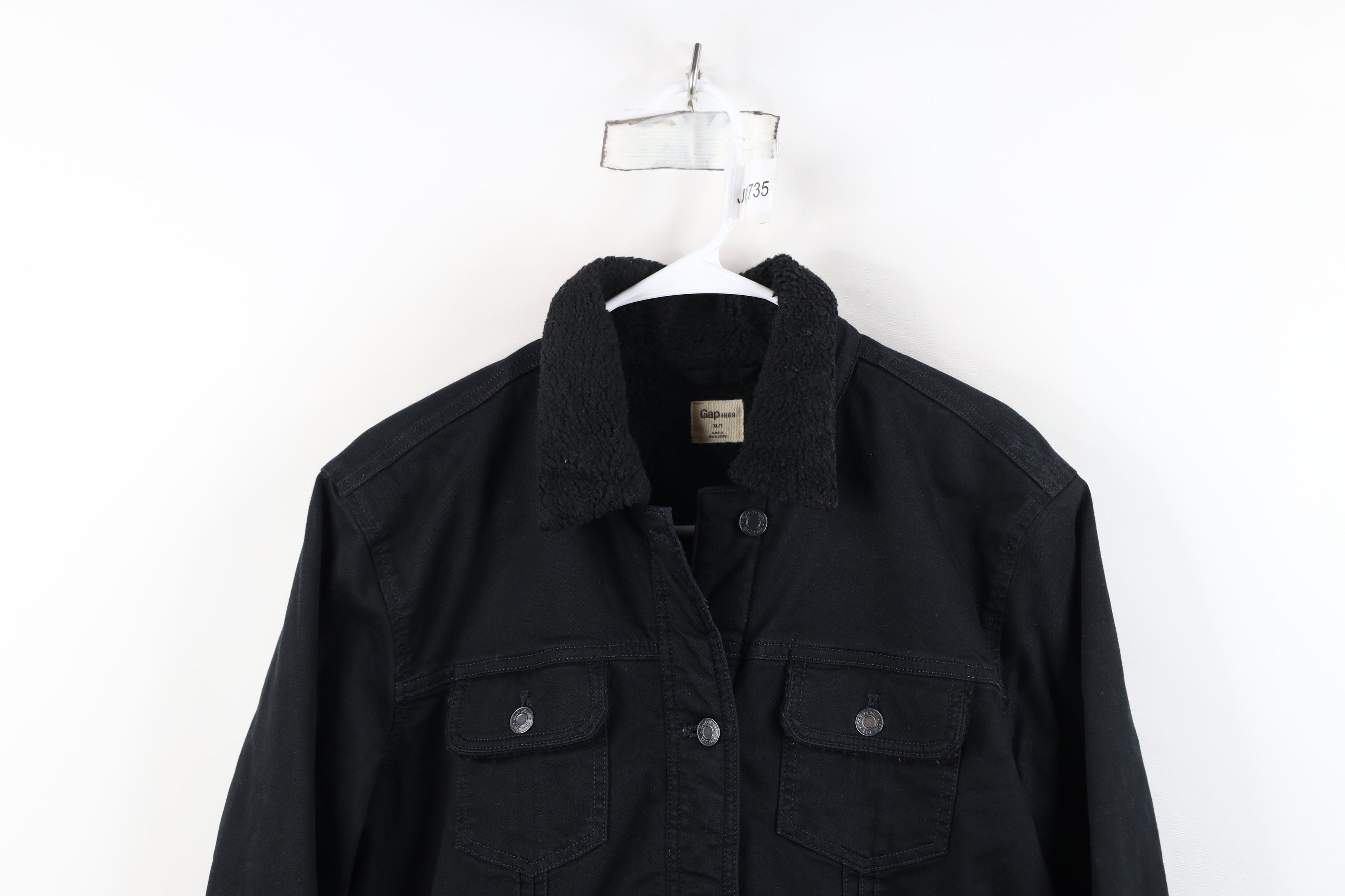 Gap Vintage Y2K Gap Fleece Lined Denim Trucker Jacket Black Size XL / US 12-14 / IT 48-50 - 2 Thumbnail