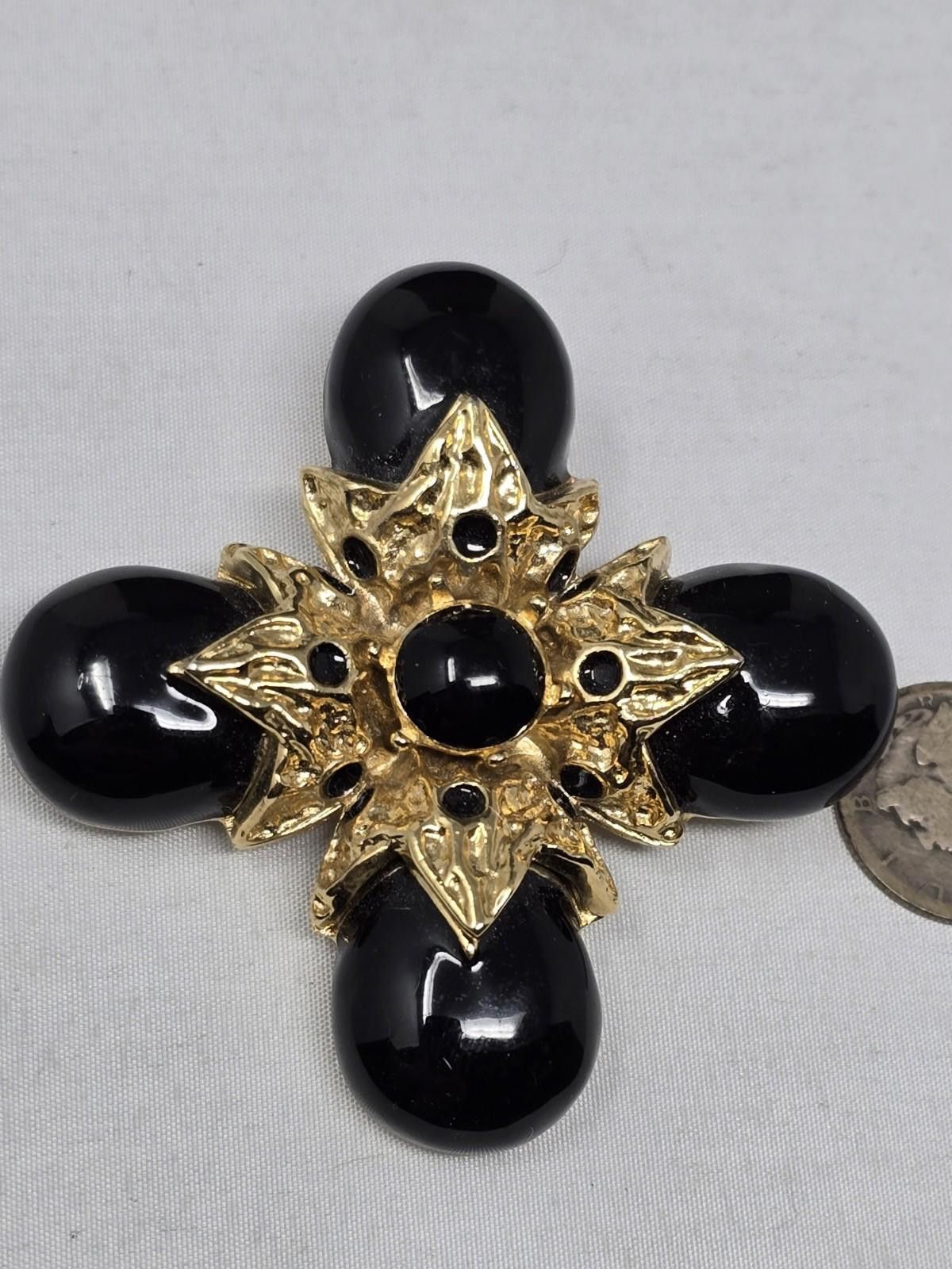 Vtg St John Couture Enamel Maltese Cross Brooch Pin - Mint