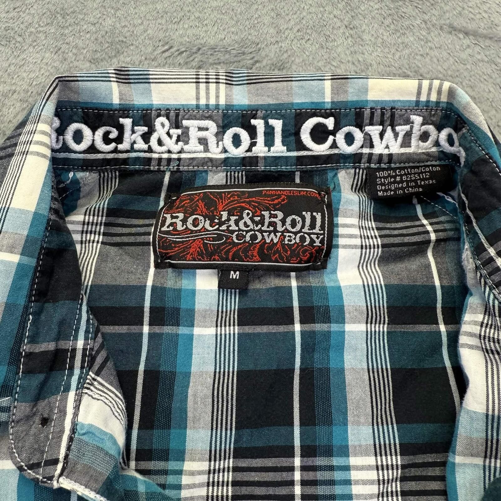Other Rock & Roll Cowboy Men's Plaid Westren Snap Shirt Size ONE SIZE - 4 Thumbnail