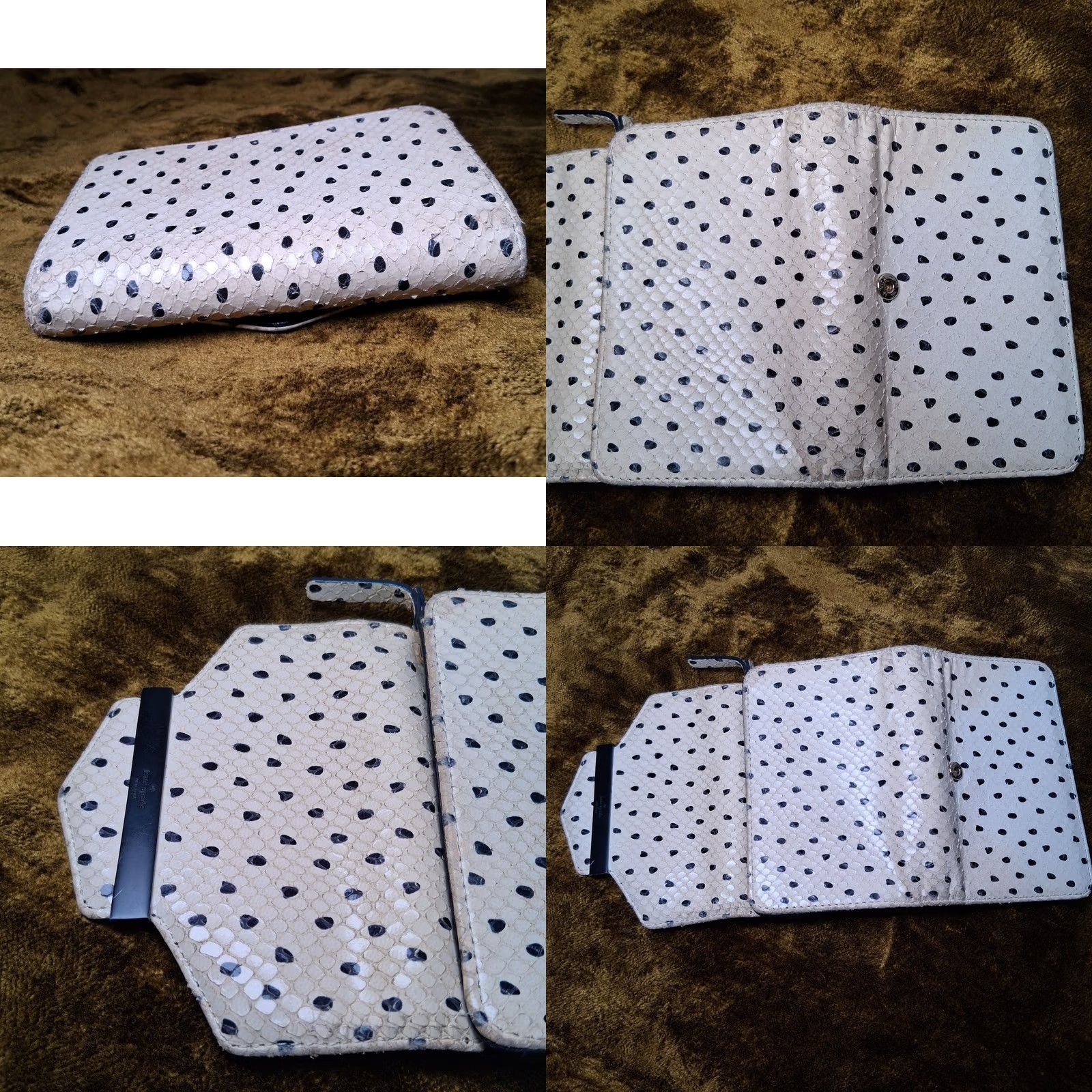 Vintage VINTAGE kate spade new york Kennedy Street Snake Wallet Trifold Ivory Black Dots Leather Woman Wallet Size ONE SIZE - 8 Thumbnail