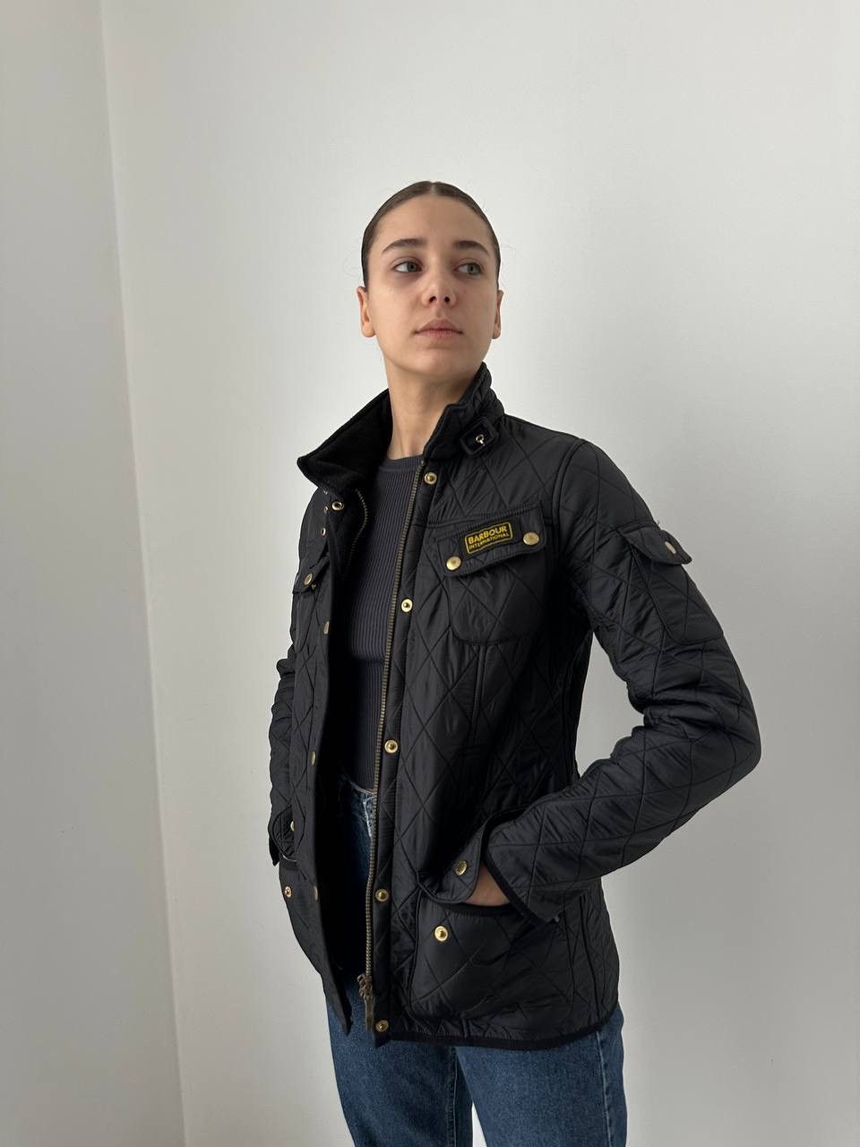Barbour × Vintage Vintage Barbour International Quilted Black Jacket Size M / US 6-8 / IT 42-44 - 13 Thumbnail