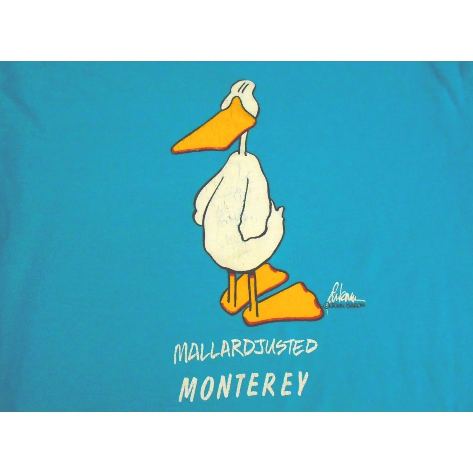 Vintage VINTAGE MALLARD-JUSTED DUCK MONTEREY CALIFORNIA CARTOON T-Shirt L 80s single stitch Men Size US L / EU 52-54 / 3 - 4 Thumbnail