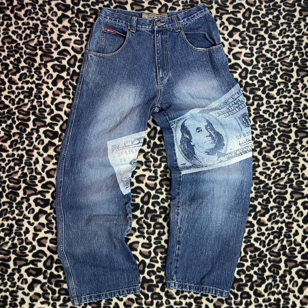 Other Baggy Nova Jeans with Benjamin Franklin money print Size US 34 / EU 50 - 1 Thumbnail