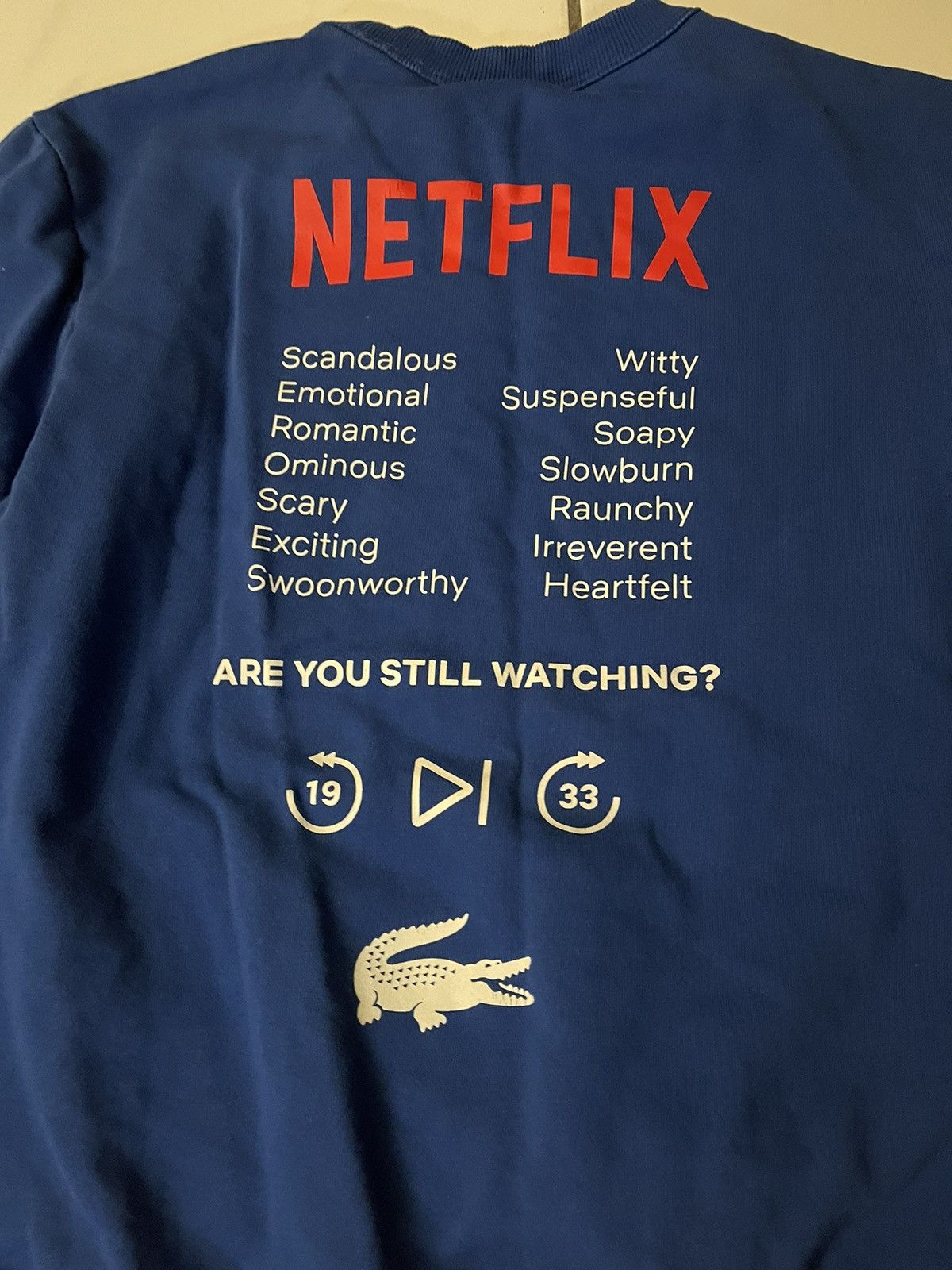 Lacoste LACOSTE Netflix Logo-Print Sweatshirt Men's Size Small Blue Size US S / EU 44-46 / 1 - 7 Thumbnail