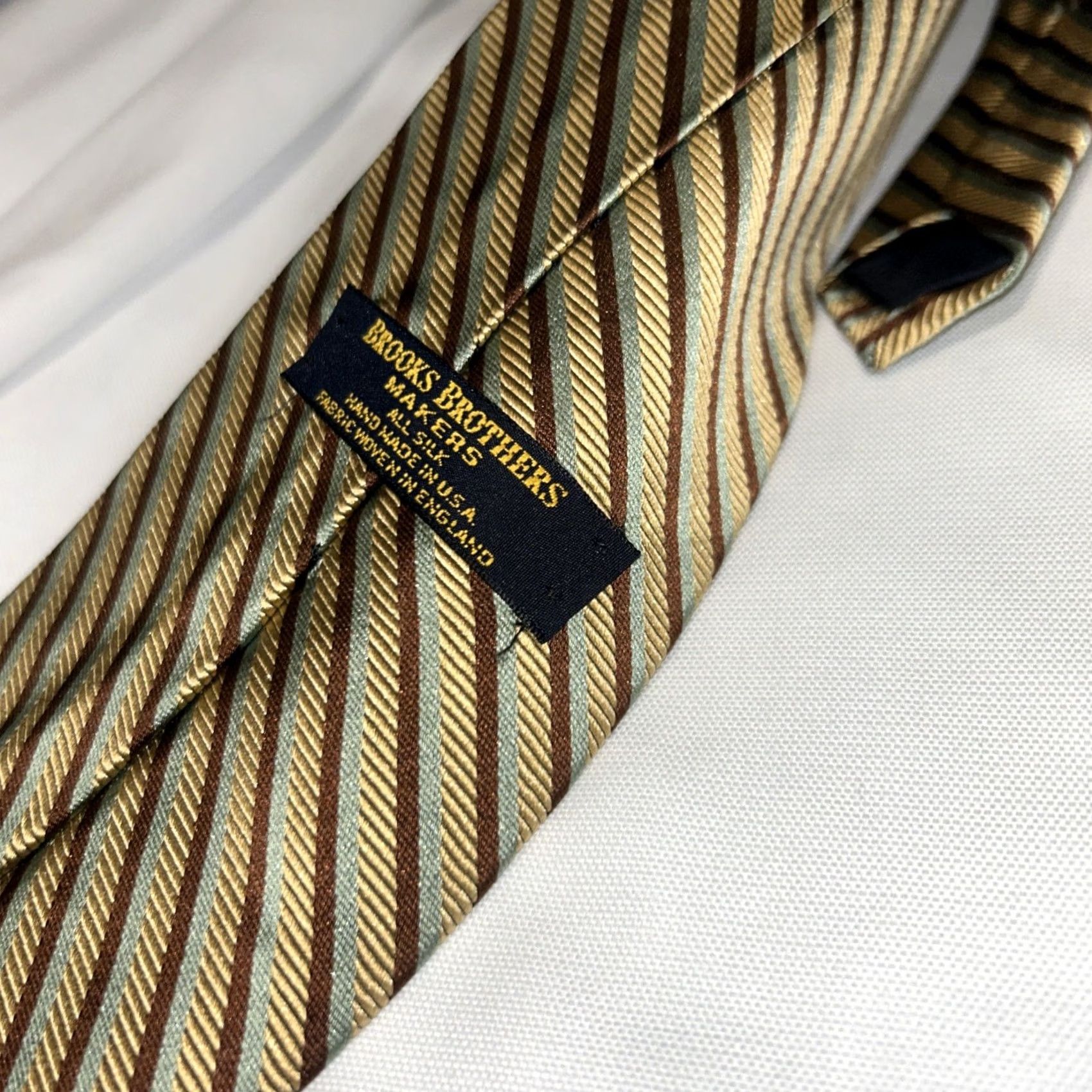Brooks Brothers VINTAGE Brooks Brothers Makers Tie Skinny Brown Silk Repp Stripe England Woven Adjustable Short Mens Size ONE SIZE - 3 Thumbnail