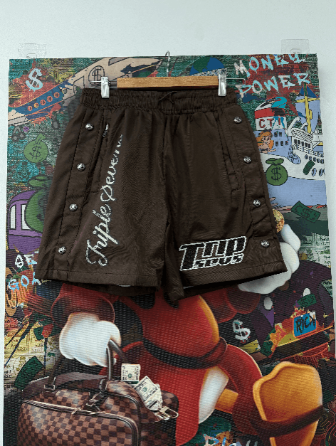 TRIPLE SEVENS Triple Sevens 7 Nylon Brown Button Up Shorts Size US 32 / EU 48 - 1 Preview
