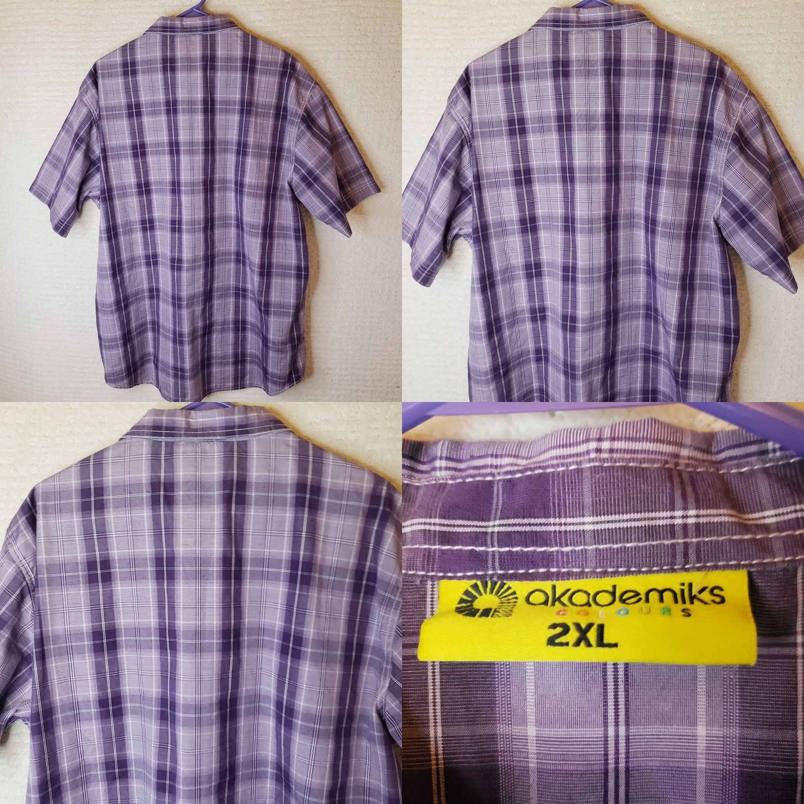 Akademiks Akademiks Purple Plaid Button Down Shirt - 2XL Size US XXL / EU 58 / 5 - 8 Thumbnail