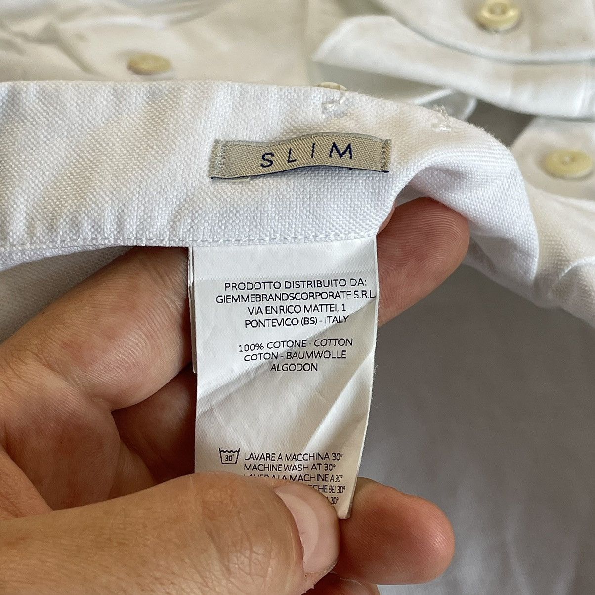 Designer × Tintoria Mattei Tintoria Mattei 954 White Slim Fit Cotton Button Shirt Size 38R - 11 Thumbnail