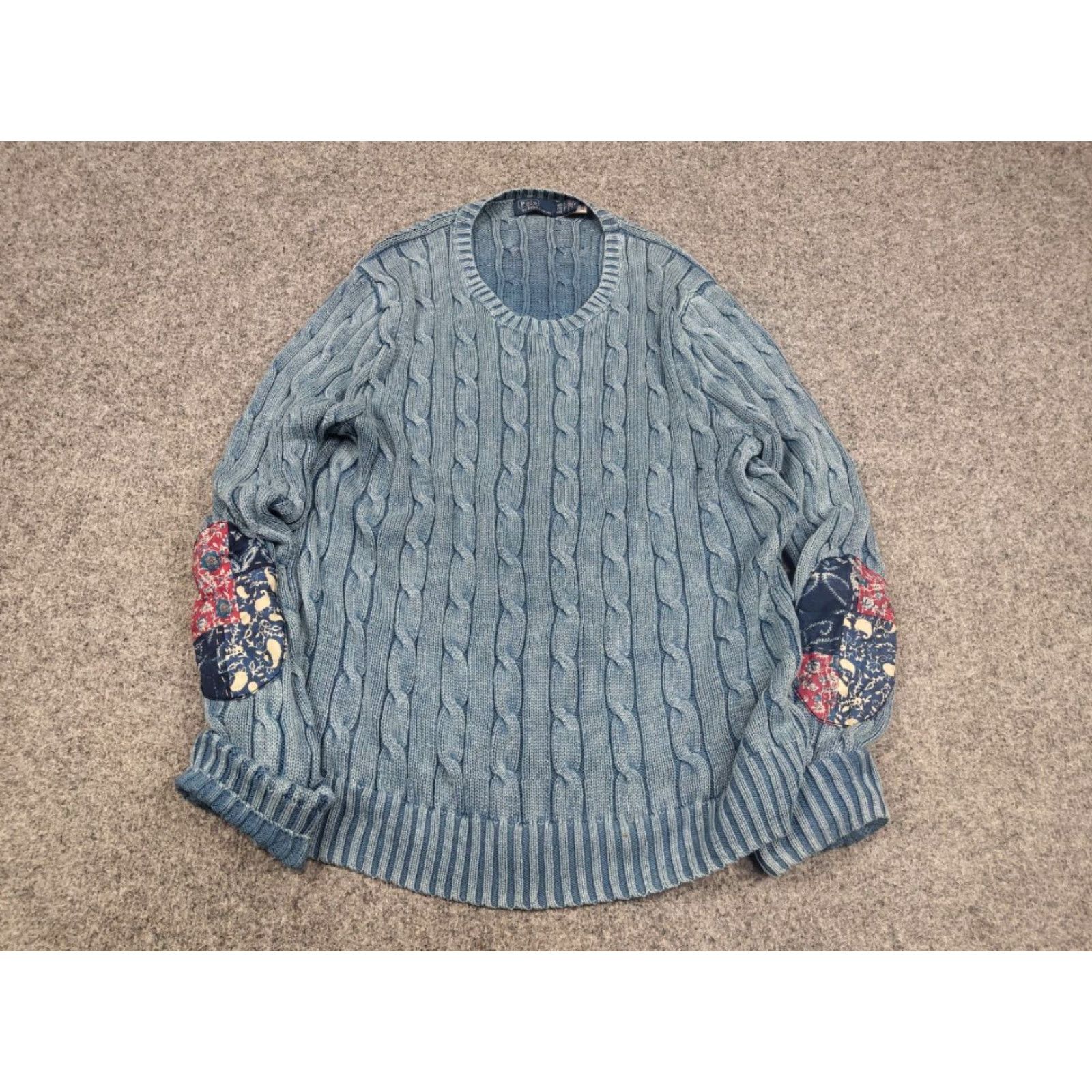 Polo Ralph Lauren VINTAGE Polo Ralph Lauren Indigo Patchwork Elbow Knit Sweater XL Women Blue Patchwork Indigo 90s Vintage Polo Ralph Lauren Shirt Women Sizing XL Size XL / US 12-14 / IT 48-50 - 4 Thumbnail