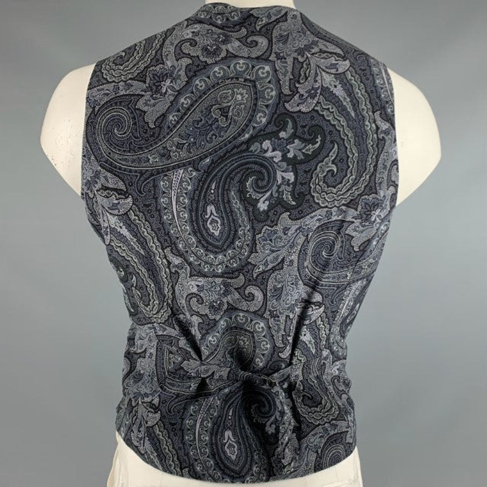Etro ETRO Size 46 Black Grey Jacquard Polyester Blend Vest Size 46R - 4 Thumbnail
