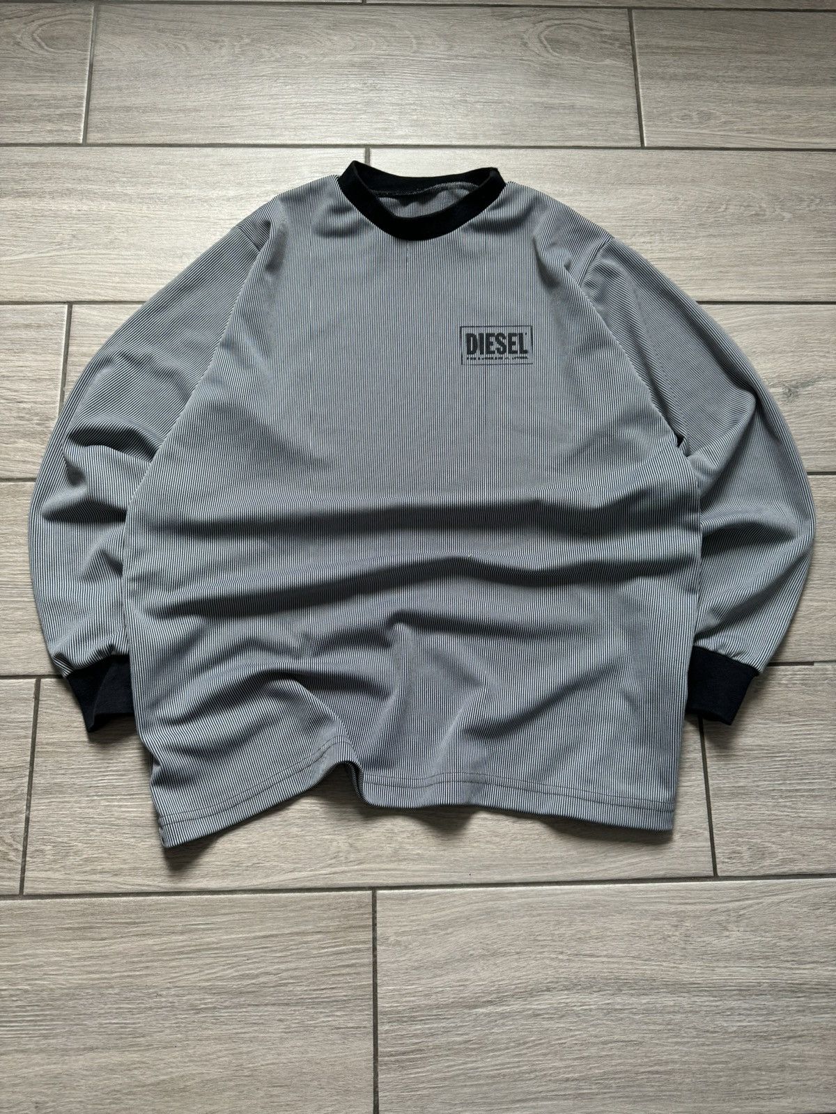 Designer 💌 VINTAGE Y2K 00’s DIESEL DISTRESSED SWEATSHIRT STRIPED Size US L / EU 52-54 / 3 - 14 Thumbnail