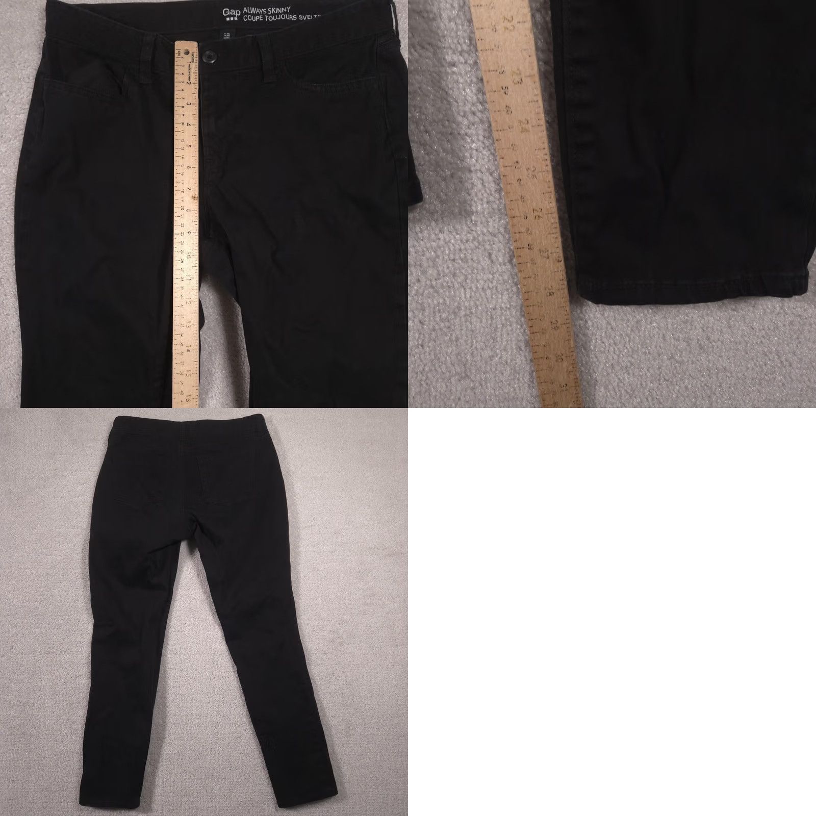 Gap Gap Always Skinny Jeans Womens 10 Black Dark Wash Mid Rise Slim Stretch Jeans Women 10R - 5-Pocket Denim Regular Rise Black Size 32" / US 10 / IT 46 - 8 Thumbnail