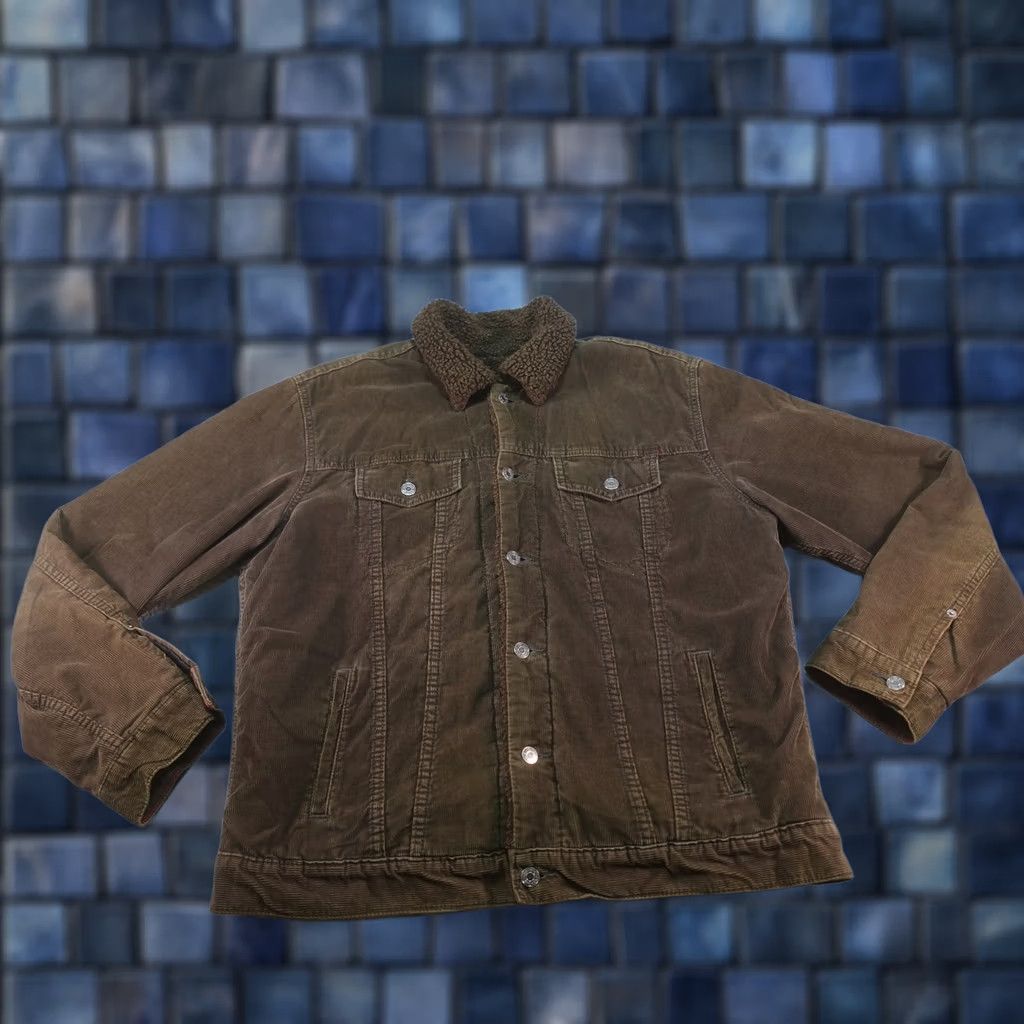 Gap VINTAGE Gap Corduroy Bomber Jacket Mens L Brown Sherpa Lined Trucker Y2K Size US L / EU 52-54 / 3 - 1 Thumbnail