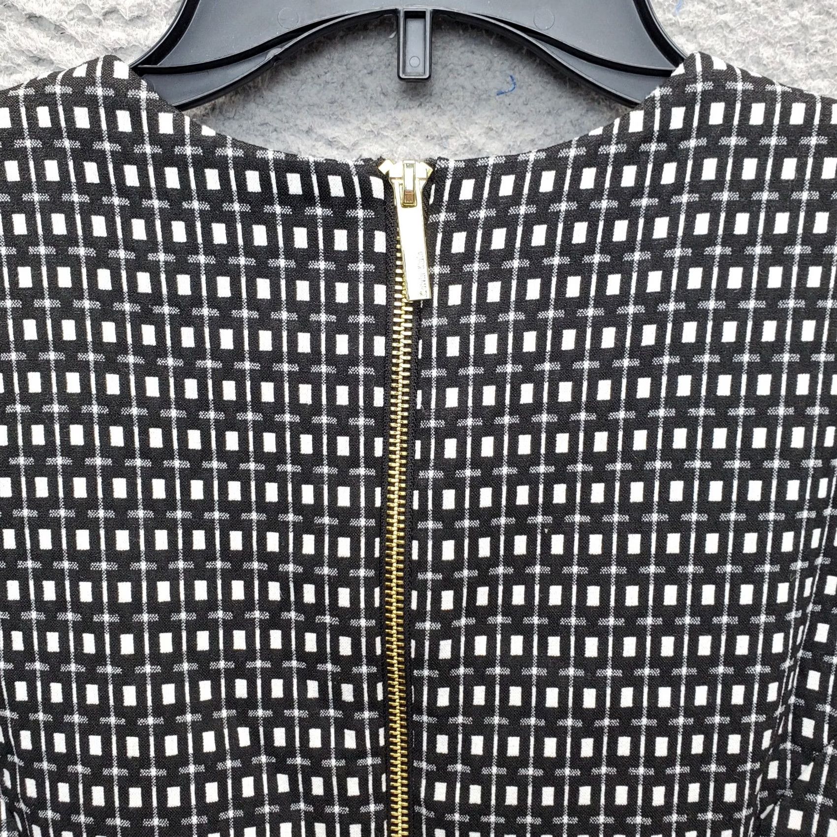 Calvin Klein Calvin Klein Womens Sheath Dress 4 Multi Geometric Contrast Stretch Back Zip Midi Sleeveless Round Neck Size S / US 4 / IT 40 - 8 Thumbnail