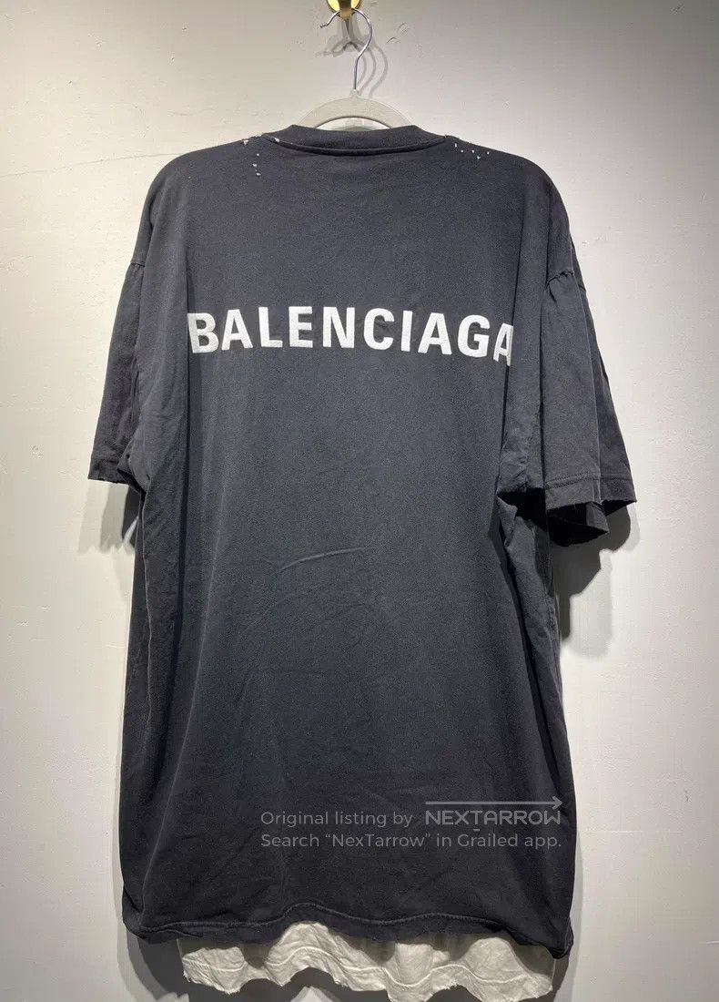 Balenciaga Balenciaga Round Neck Letter Ultra Loose Back Double Layer Size US M / EU 48-50 / 2 - 2 Thumbnail