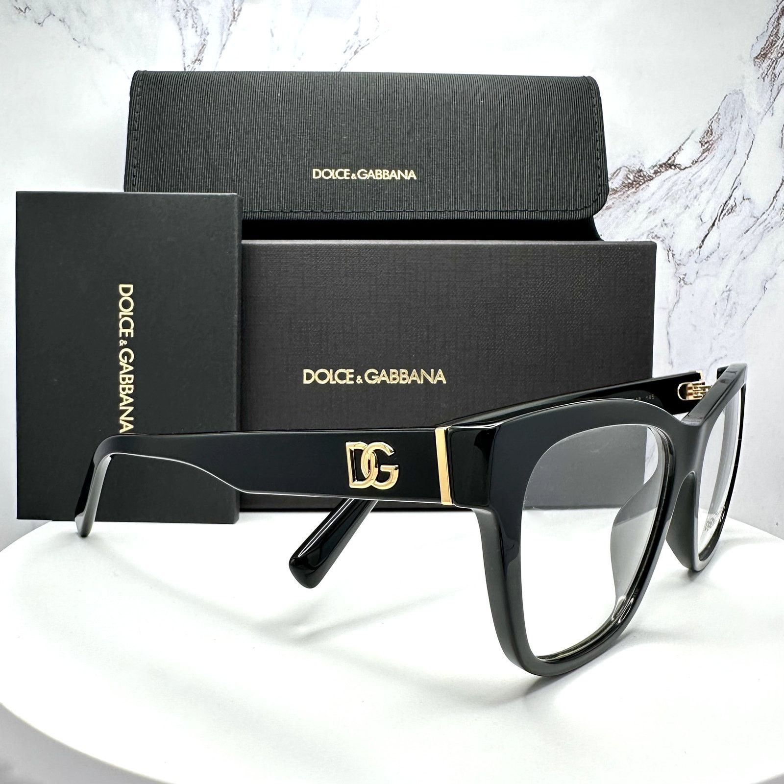 Dolce & Gabbana New Dolce&Gabbana Eyeglasses Black Square Gold Metal Frames Size ONE SIZE - 12 Thumbnail