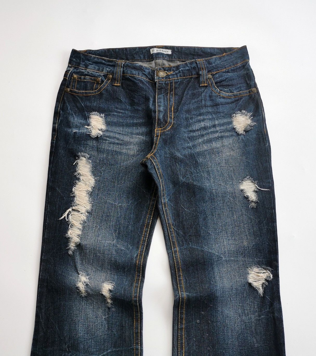 Japanese Brand SORRIDERE DISTRESSED FLARE JEANS Size US 34 / EU 50 - 6 Thumbnail