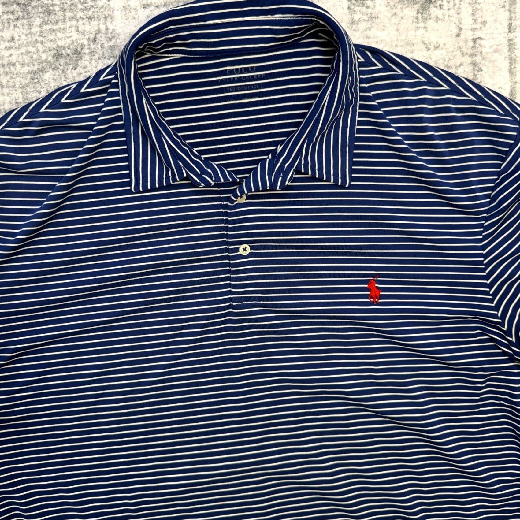 Polo Ralph Lauren Polo Ralph Lauren Shirt Mens 2XL Blue Striped Performance Polo Pony Golf Travel Shirt Size US XXL / EU 58 / 5 - 6 Thumbnail