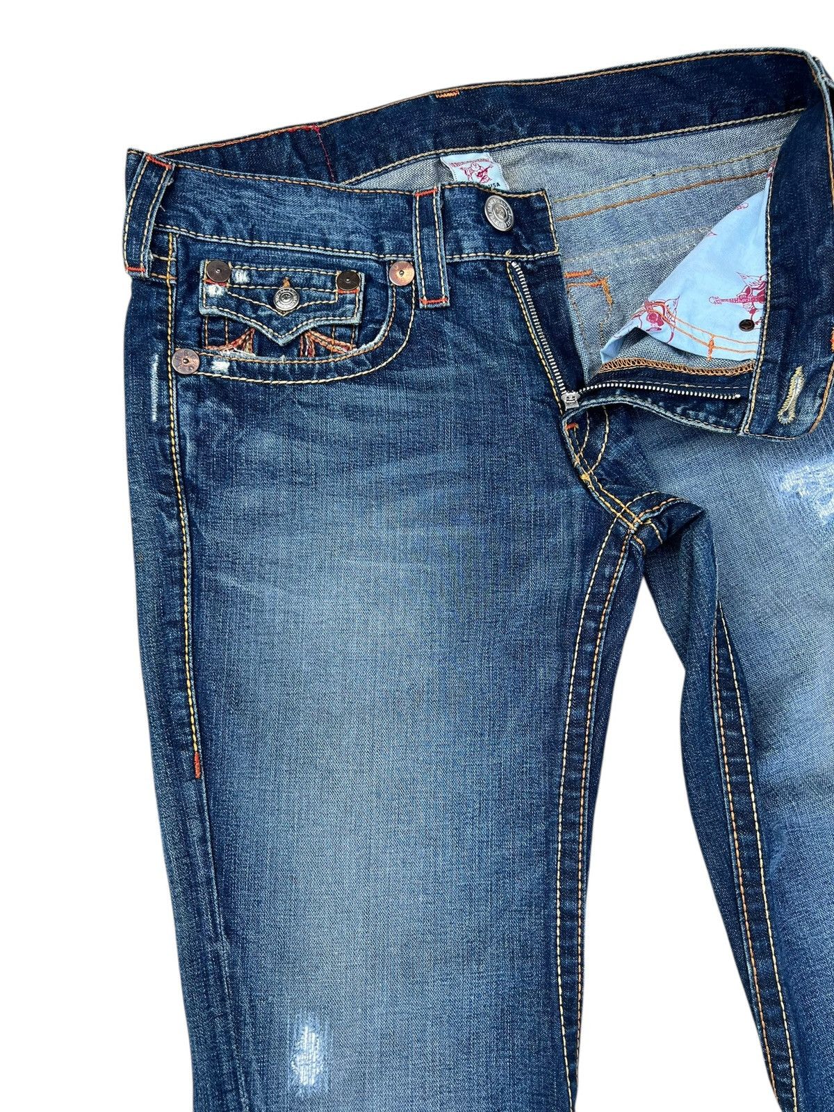 True Religion VTG Y2K True Religion Rainbow Joey Denim Super Flare Jeans Size US 33 - 8 Thumbnail