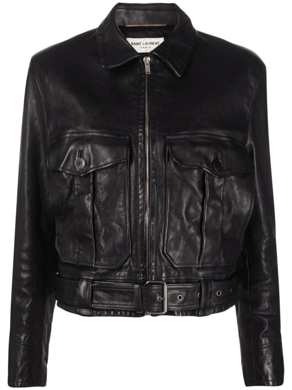 Saint Laurent Paris Blouson Aviateur Nappa Vegetal Noir Size US M / EU 48-50 / 2 - 1 Thumbnail