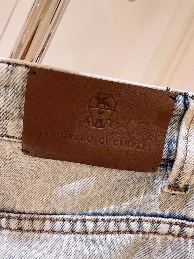Brunello Cucinelli Brunello Cucinelli Light Blue Washed Denim Wide Leg Jeans Size 25" / US 0 / IT 36 - 7 Thumbnail