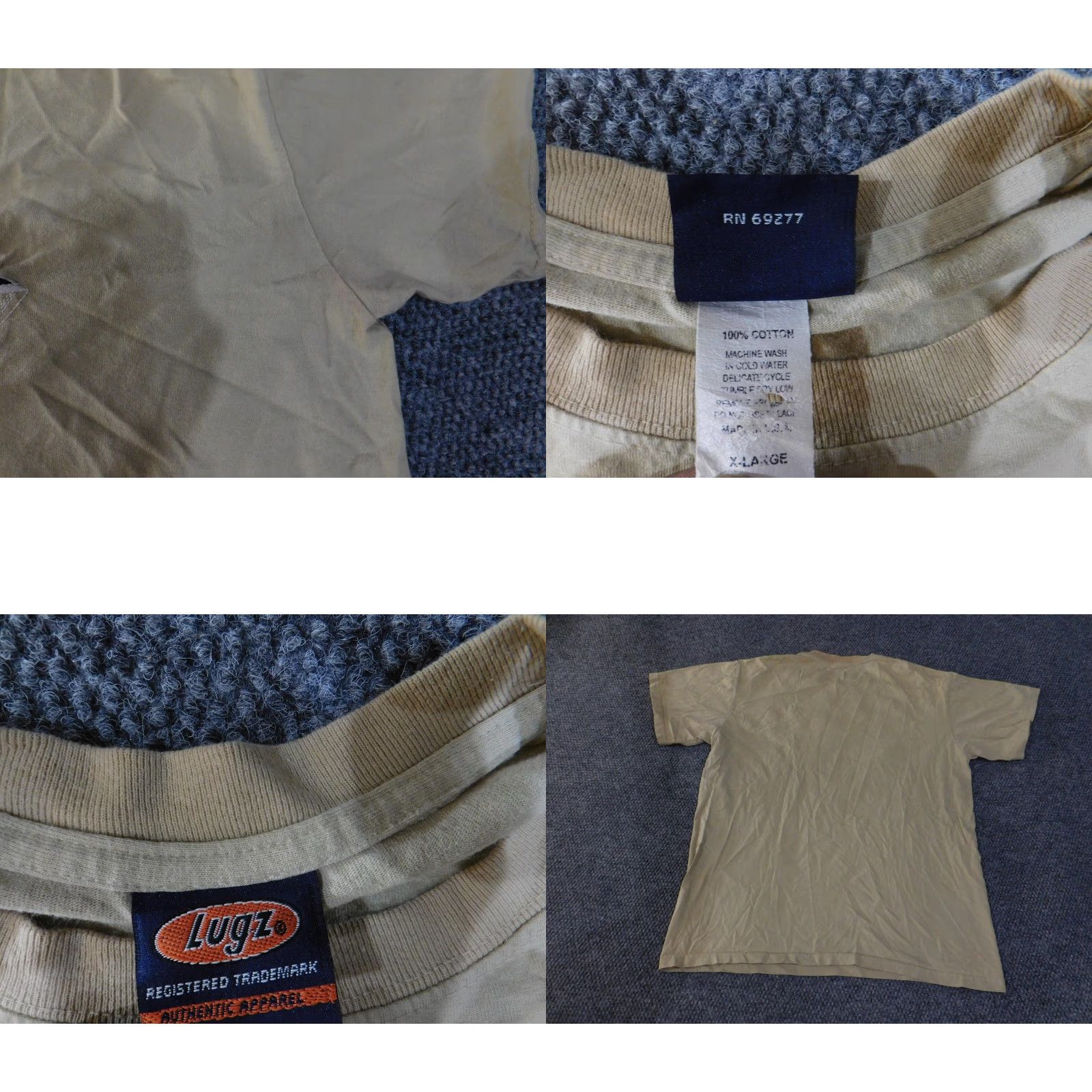 Lugz VINTAGE Lugz Shirt Mens XL Tan Denim Manufacturing Co Graphic Tee 90s Hip Hop Size US XL / EU 56 / 4 - 8 Thumbnail