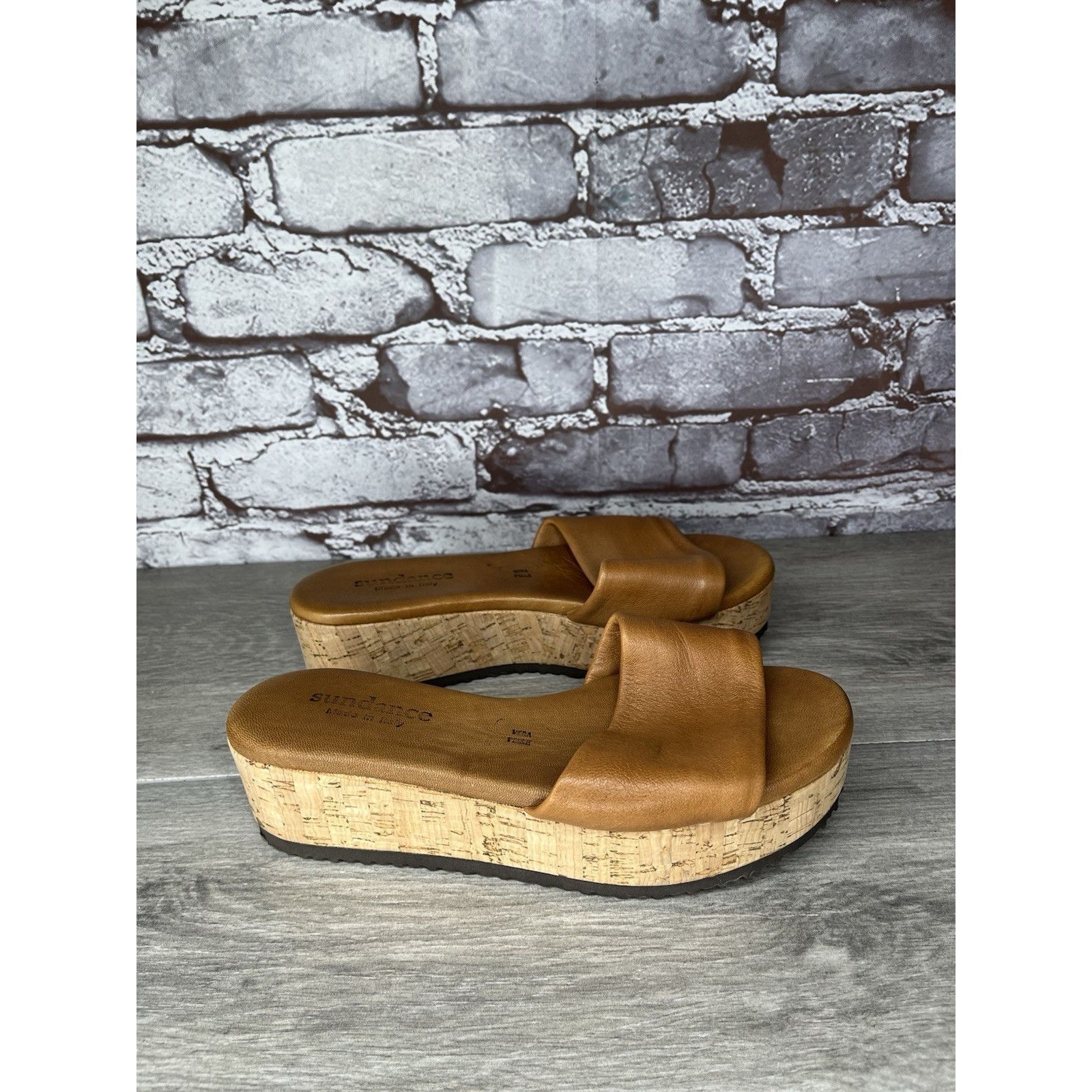 Sundae School Sundance Brown Leather Tan Wedge Cork Platform Sandals Slide Size US 6 / IT 36 - 14 Thumbnail