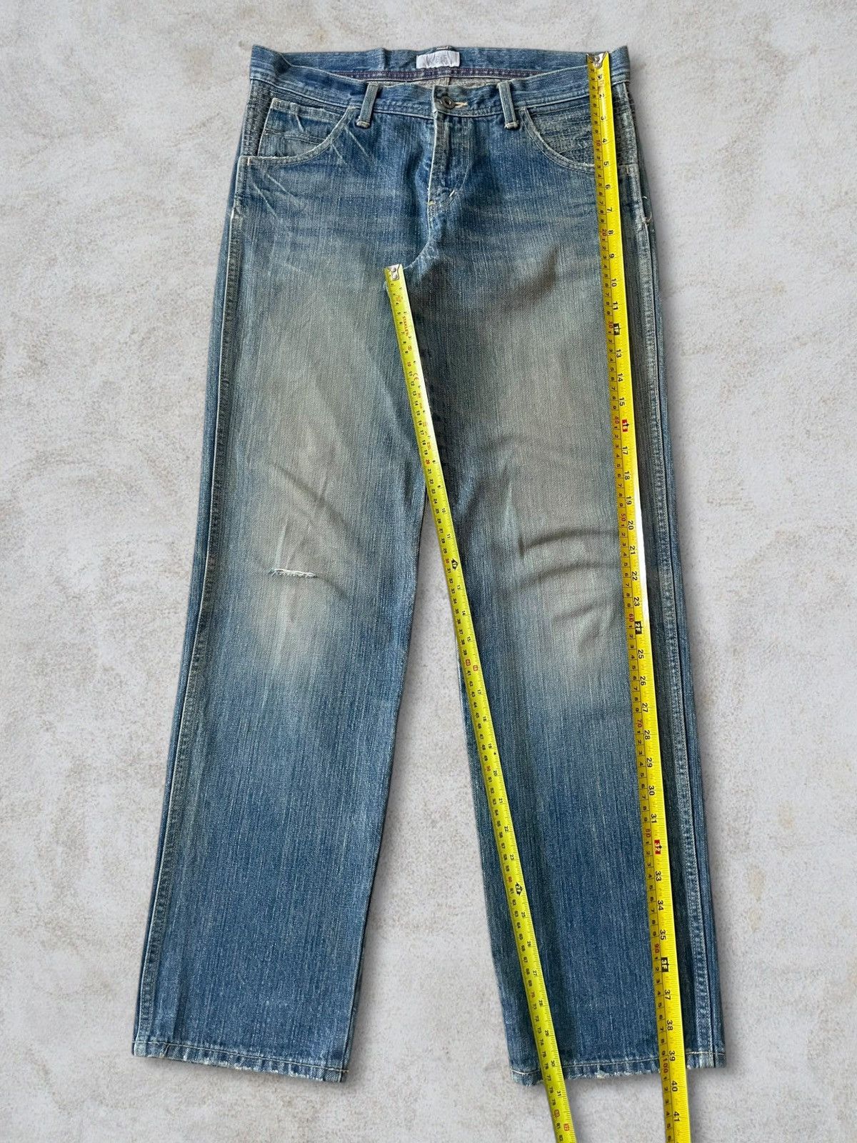 Japan Blue Vintage Japanese KBF Washed Distressed Embroidery Star Jeans Size US 31 - 17 Thumbnail