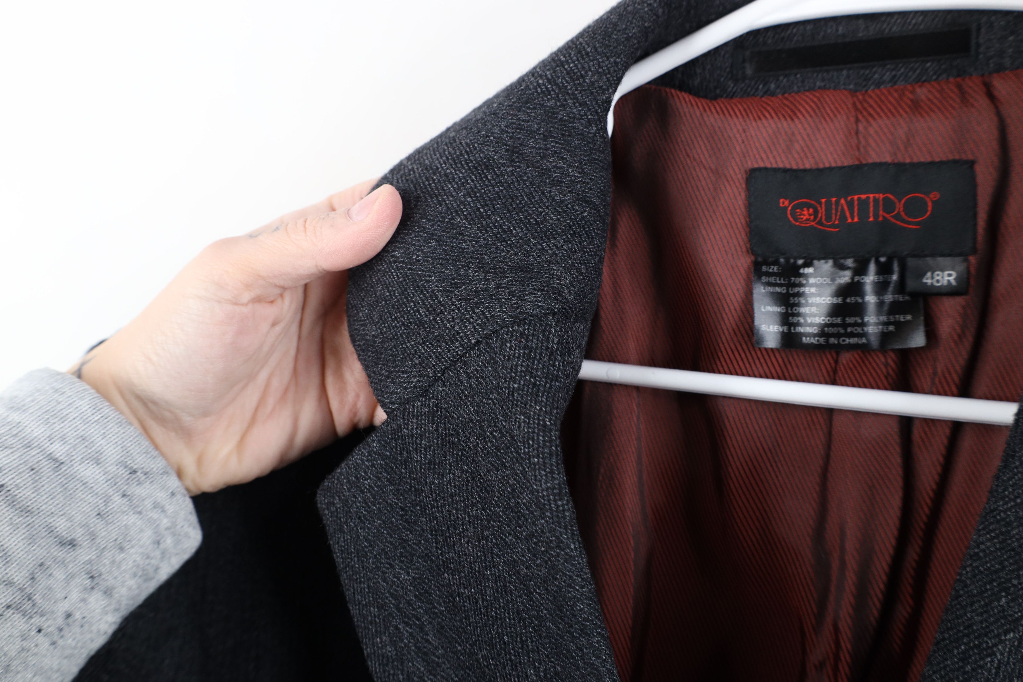 Vintage Vintage 90s Streetwear Tweed Button Overcoat Jacket Gray Size US XXL / EU 58 / 5 - 5 Thumbnail