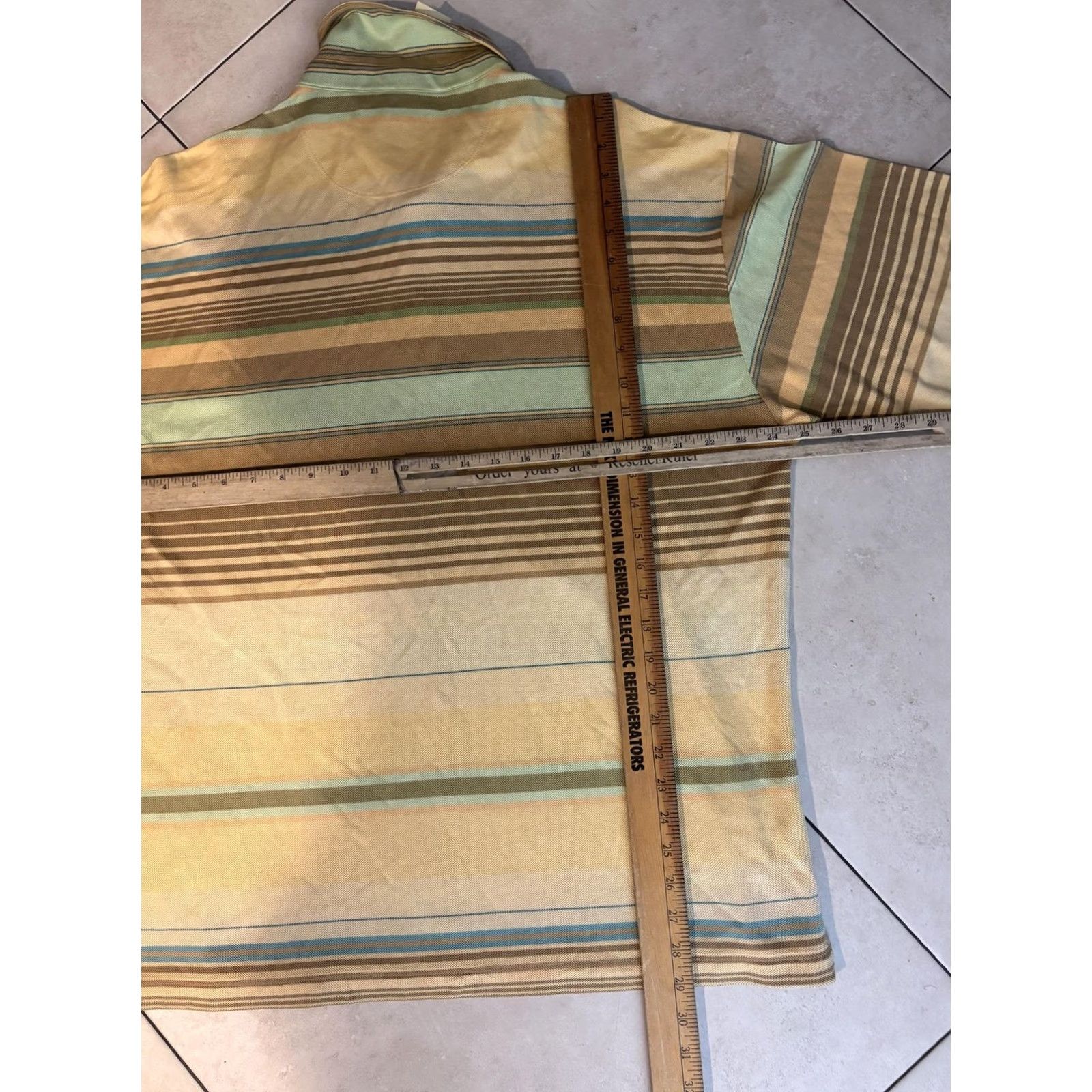 Tommy Bahama Tommy Bahama Polo Shirt Mens Large Yellow Ombre Stripe Silk Cotton Casual Golf Shirt Size US L / EU 52-54 / 3 - 7 Thumbnail