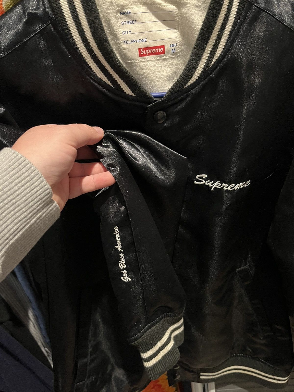 Supreme God bless America satin jacket Size US M / EU 48-50 / 2 - 4 Thumbnail