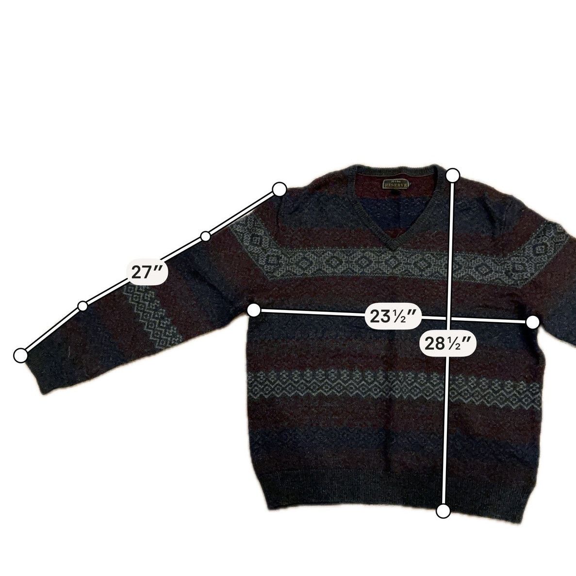 Jos. A. Bank Jos. A. Bank Reserve Fair Isle Wool V-Neck Sweater Men’s XXL Size US XXL / EU 58 / 5 - 8 Thumbnail