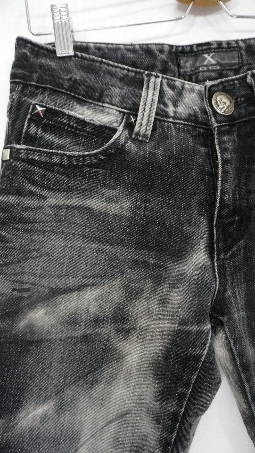 Japanese Brand XFRM Acid Wash Punk Skull Beads and Studded Jeans Size US 29 - 4 Thumbnail