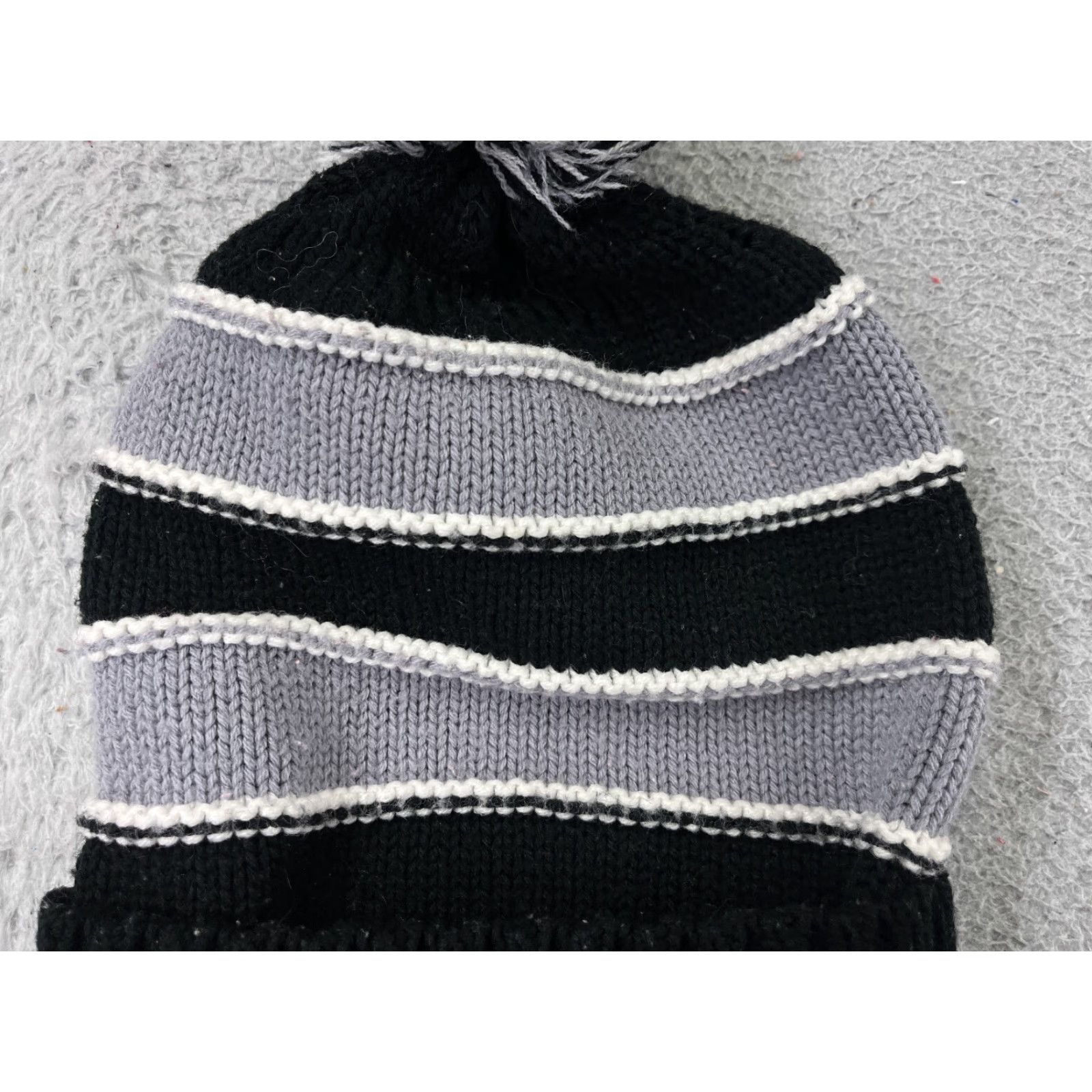 Vintage Family Dollar Beanie Hat Adult One Size Black Knit Striped Acrylic Outdoor Ski Unisex Size ONE SIZE - 2 Thumbnail
